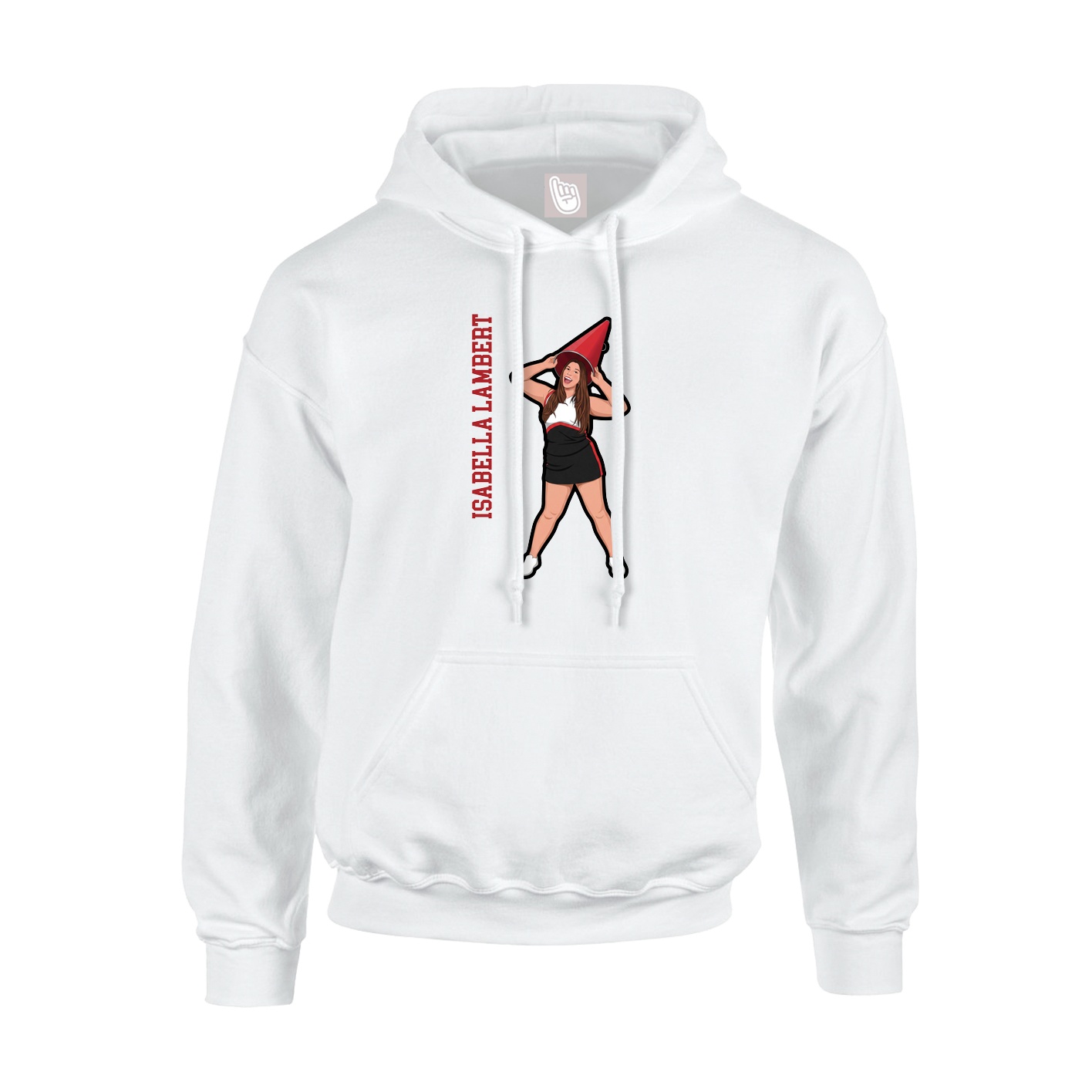 Youth Hoodie — Name Vertical in White