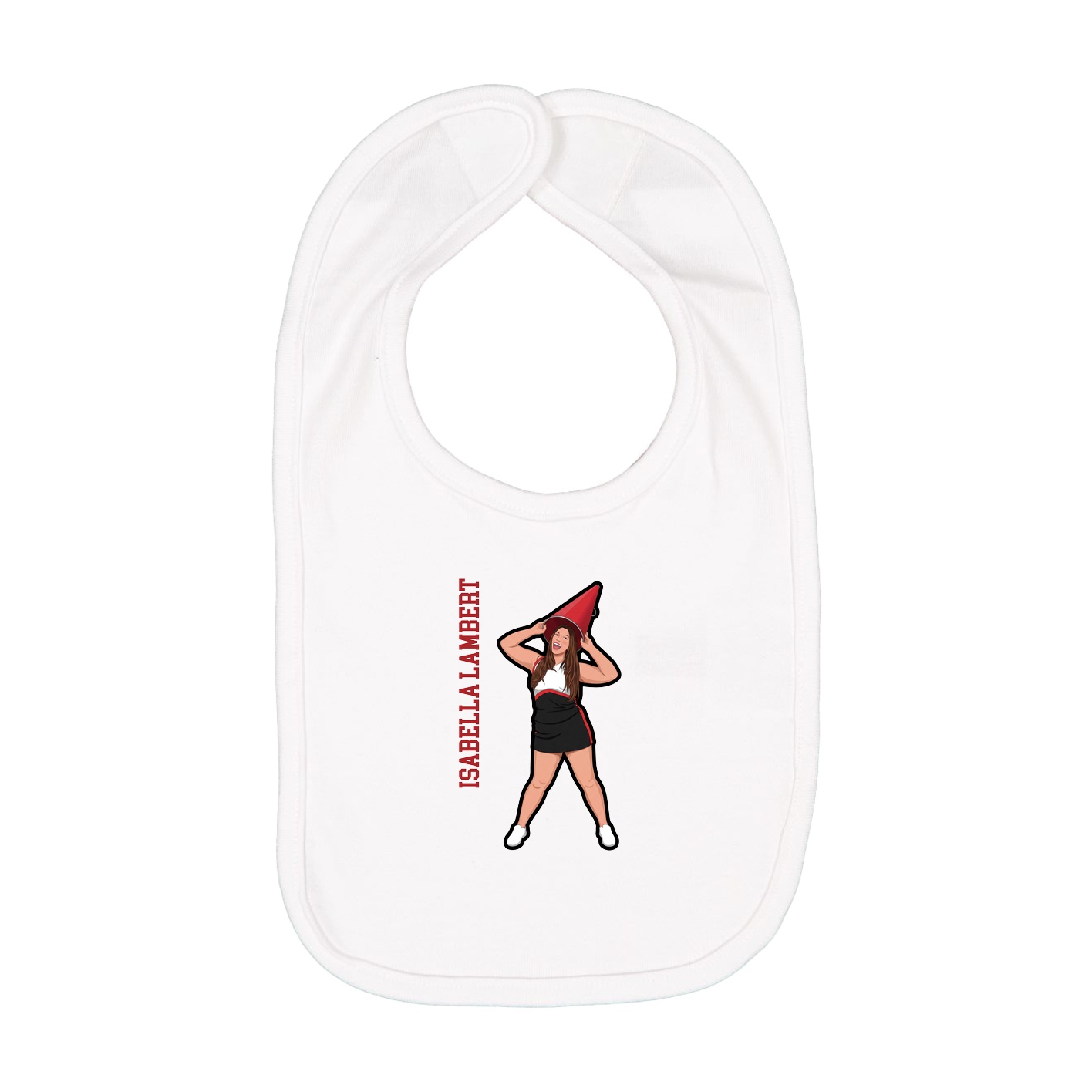 Infant Bib — Name Vertical in White