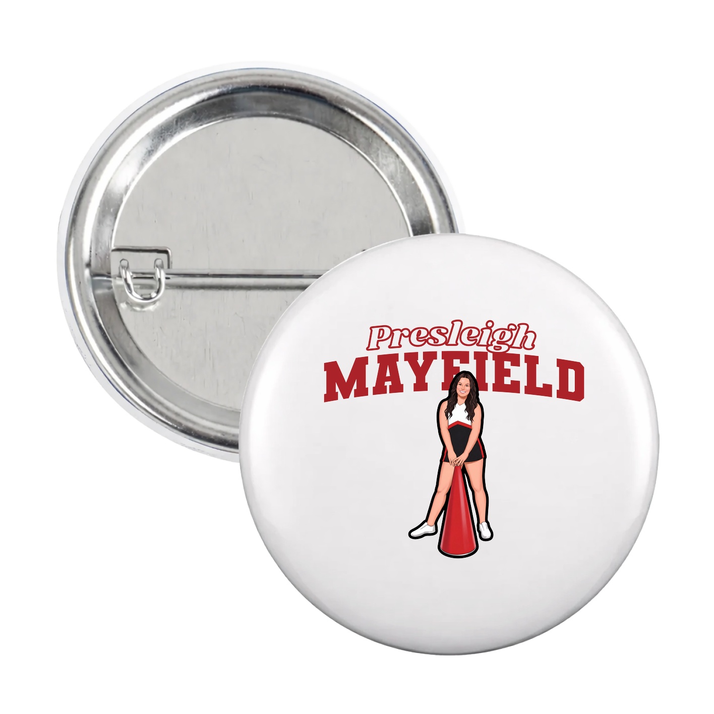 Game Day Button — Name Arch in White