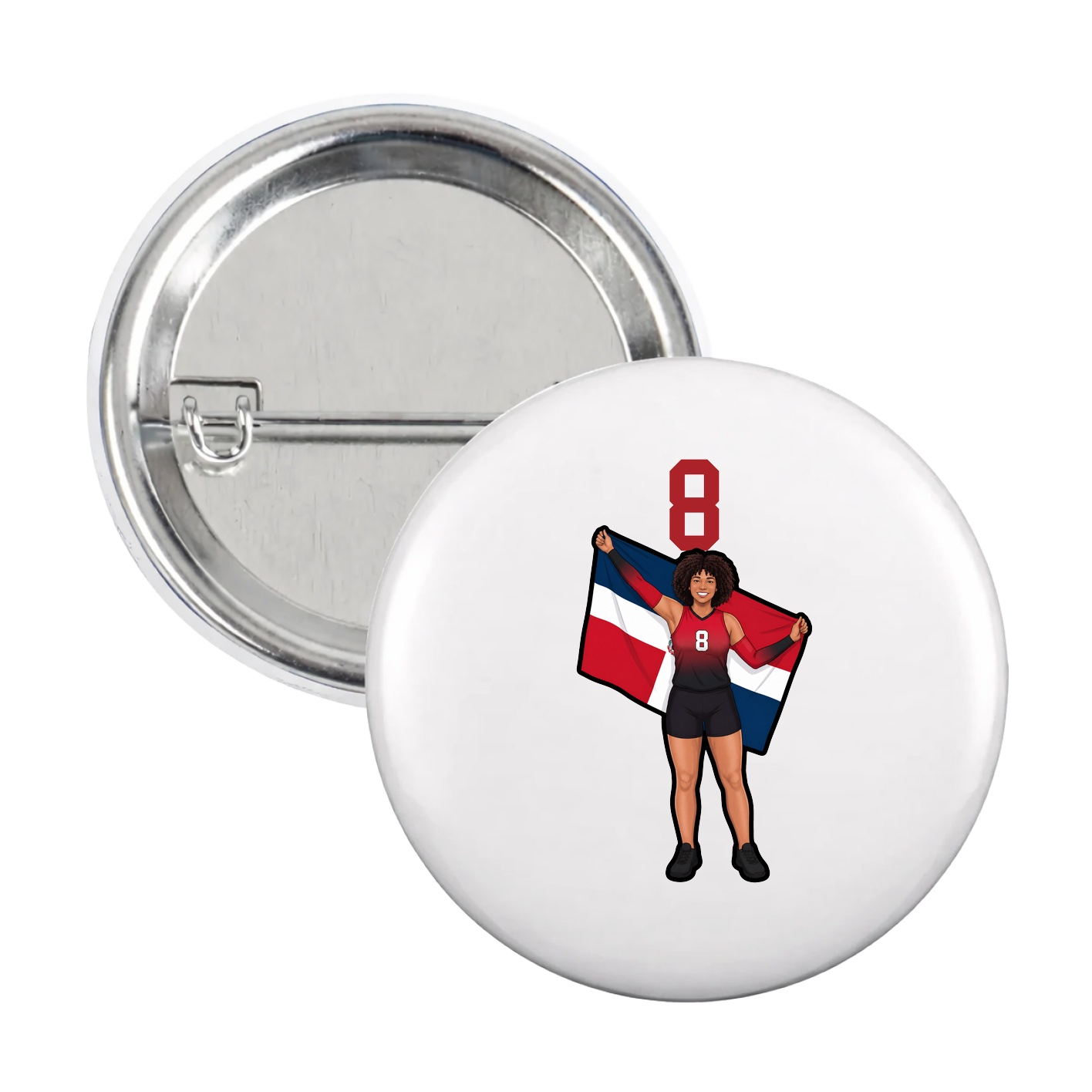 Game Day Button — Number Top in White