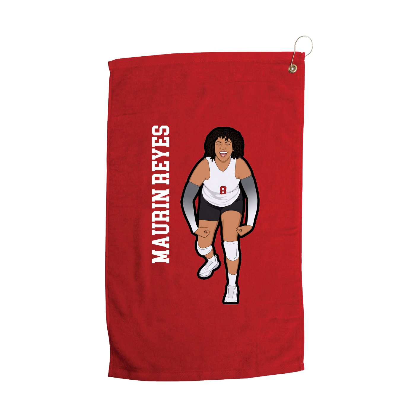 Golf Towel — Name Vertical in Red