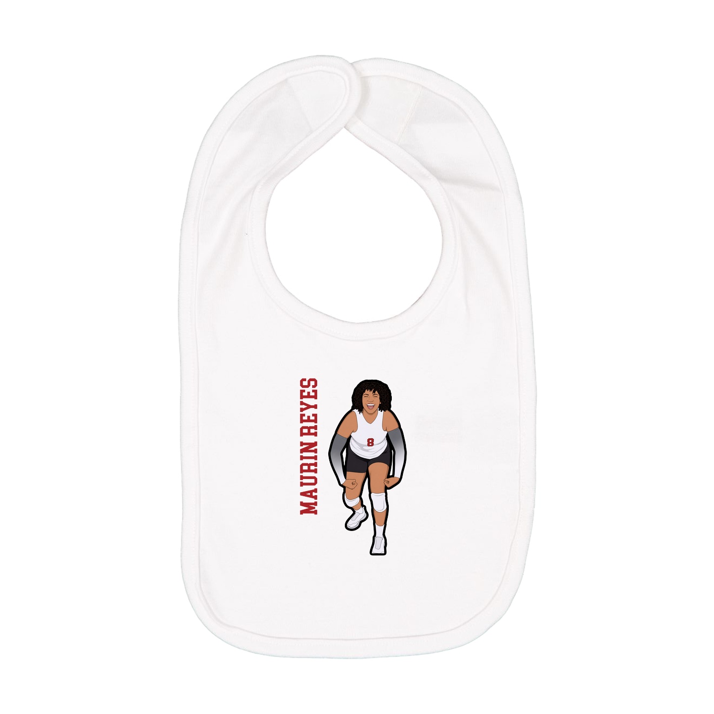 Infant Bib — Name Vertical in White