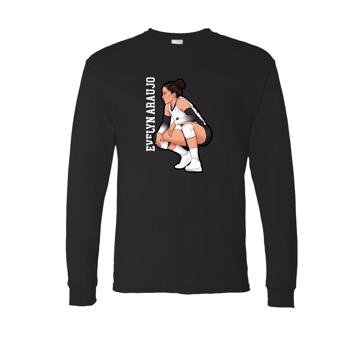 Long Sleeve Tee — Name Vertical in Black