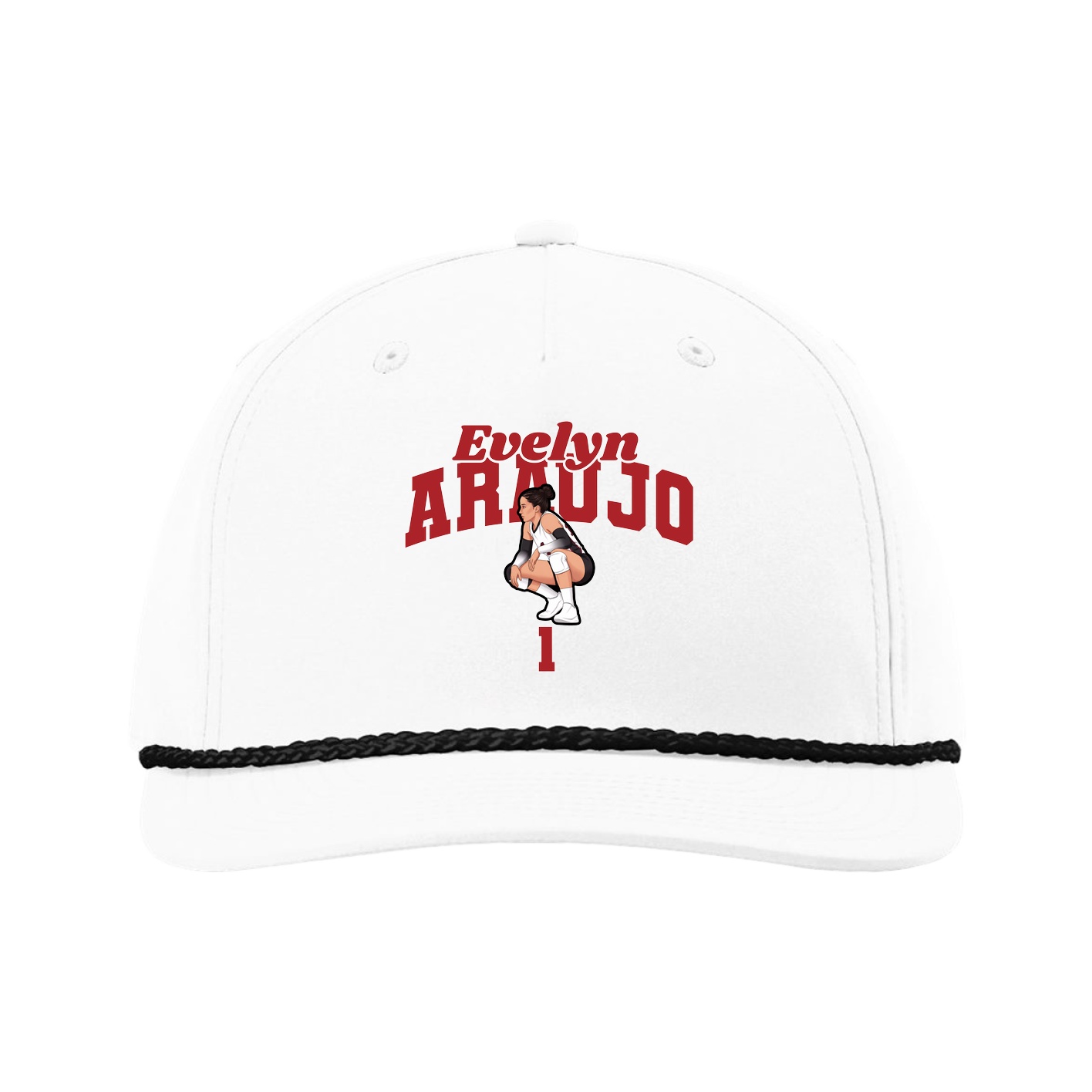 Five-Panel Classic Rope Cap — Signature Arch in White