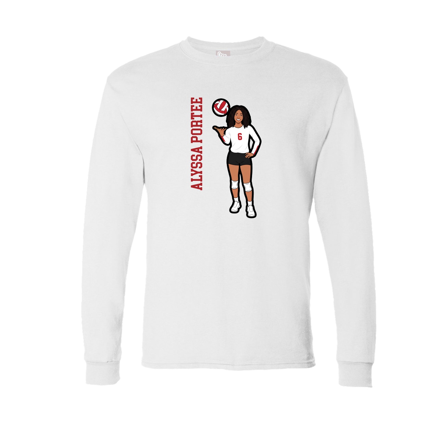 Long Sleeve Tee — Name Vertical in White