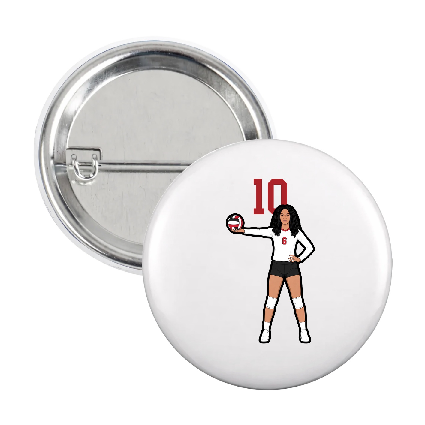 Game Day Button — Number Top in White