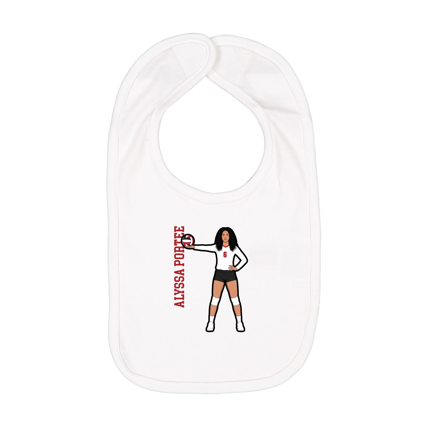 Infant Bib — Name Vertical in White