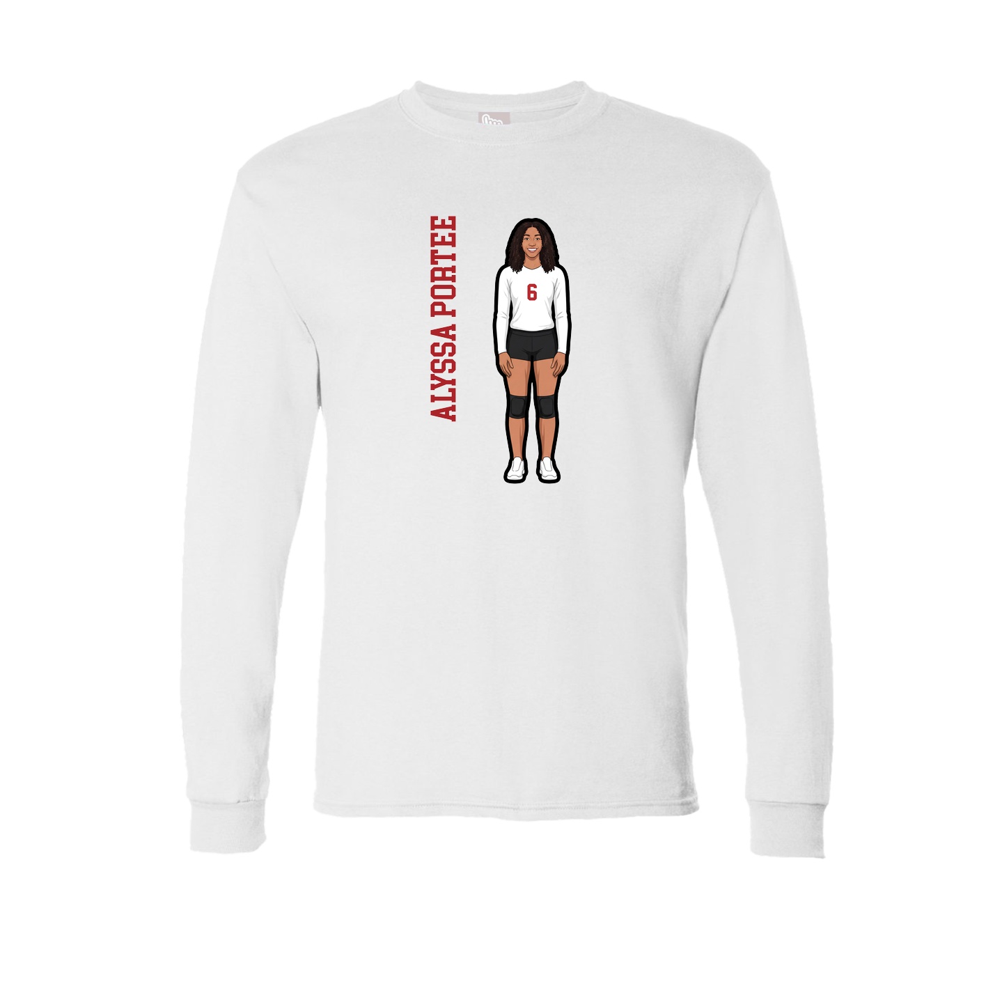 Long Sleeve Tee — Name Vertical in White