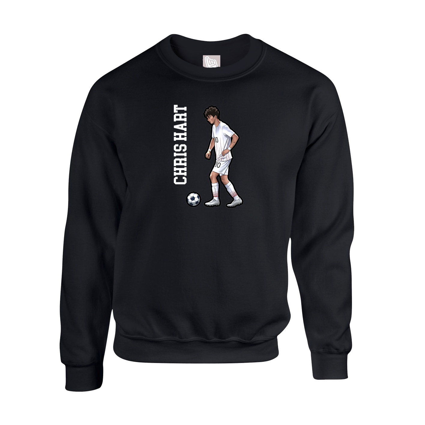 Fleece Crew — Name Vertical in Black
