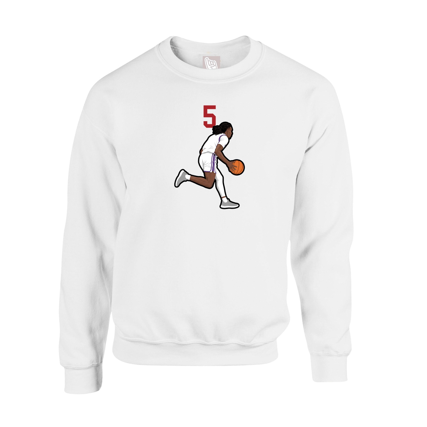 Fleece Crew — Number Top in White