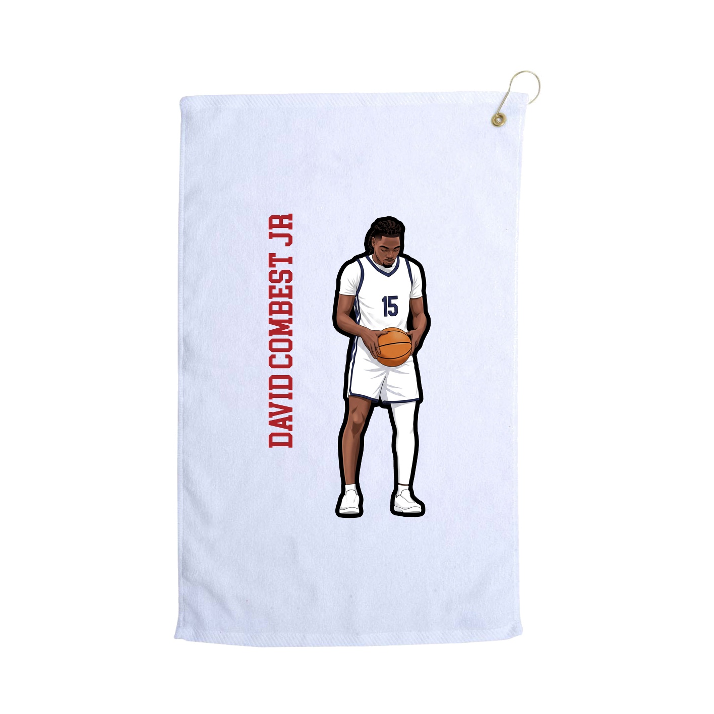 Golf Towel — Name Vertical in White