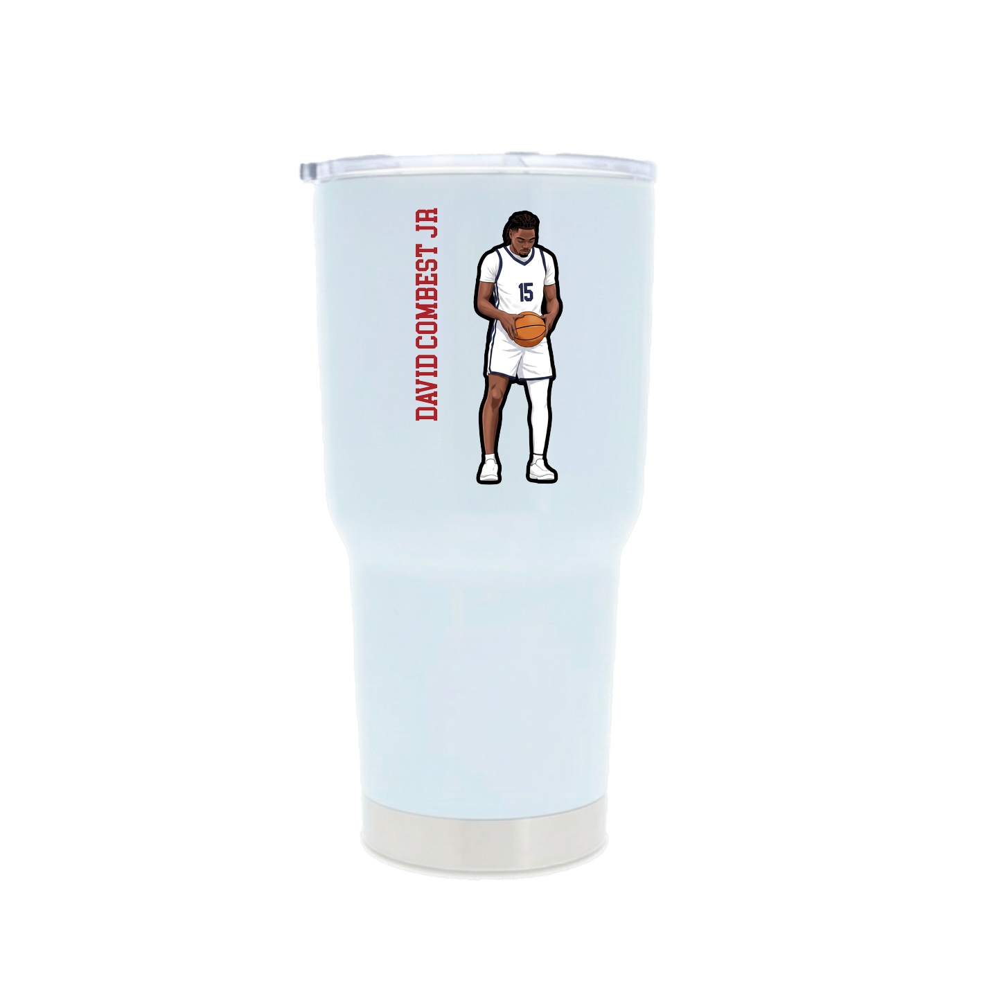 30oz Stainless Steel Tumbler — Name Vertical in White