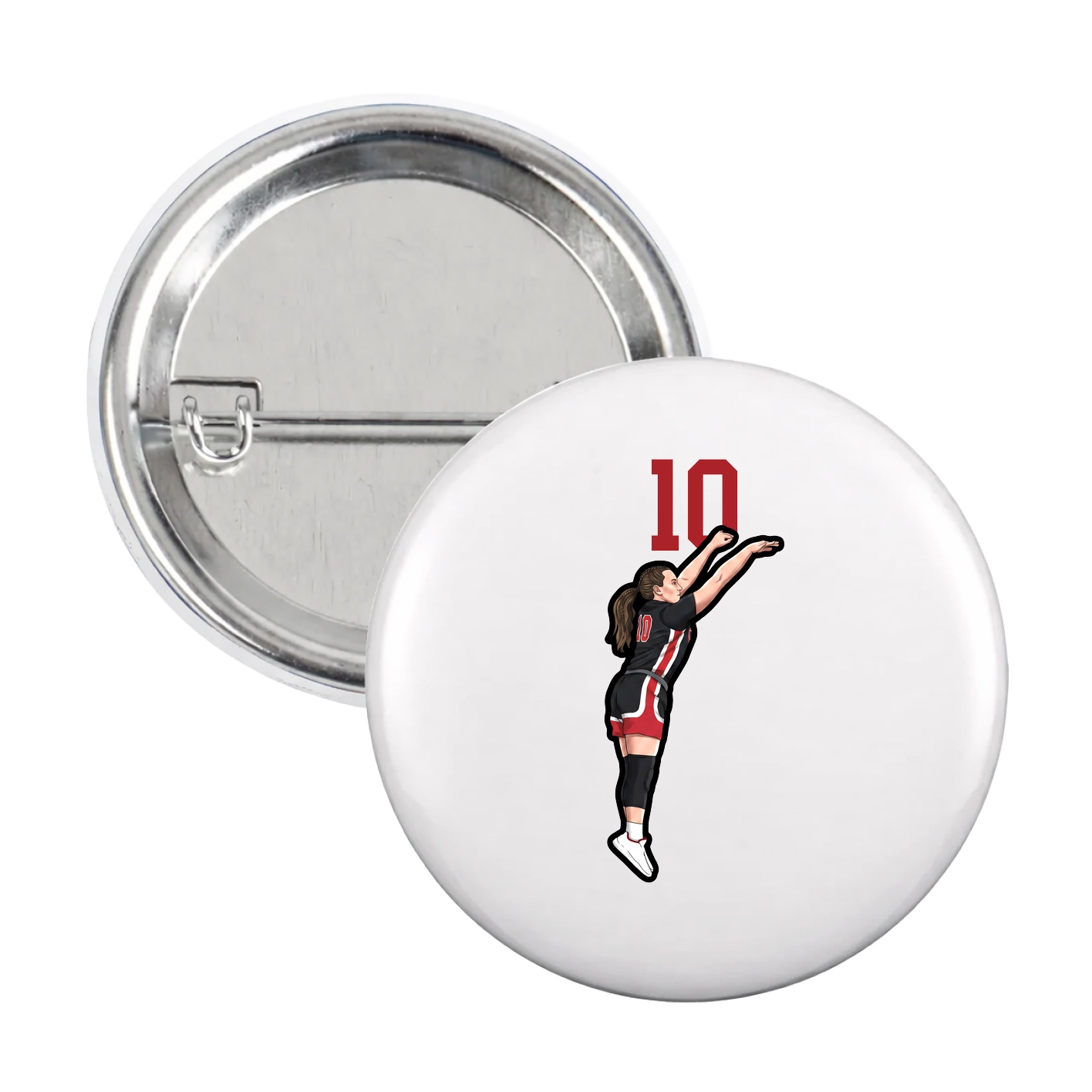 Game Day Button — Number Top in White