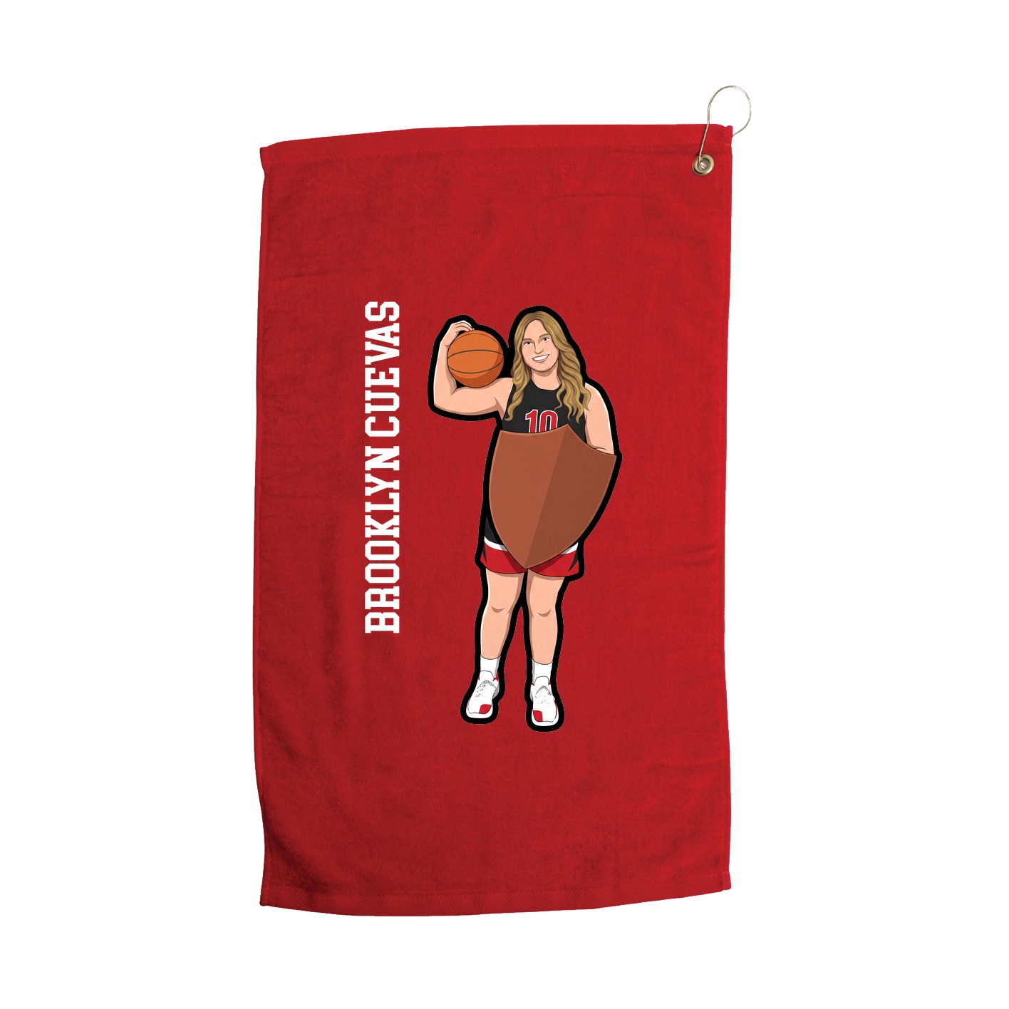 Golf Towel — Name Vertical in Red