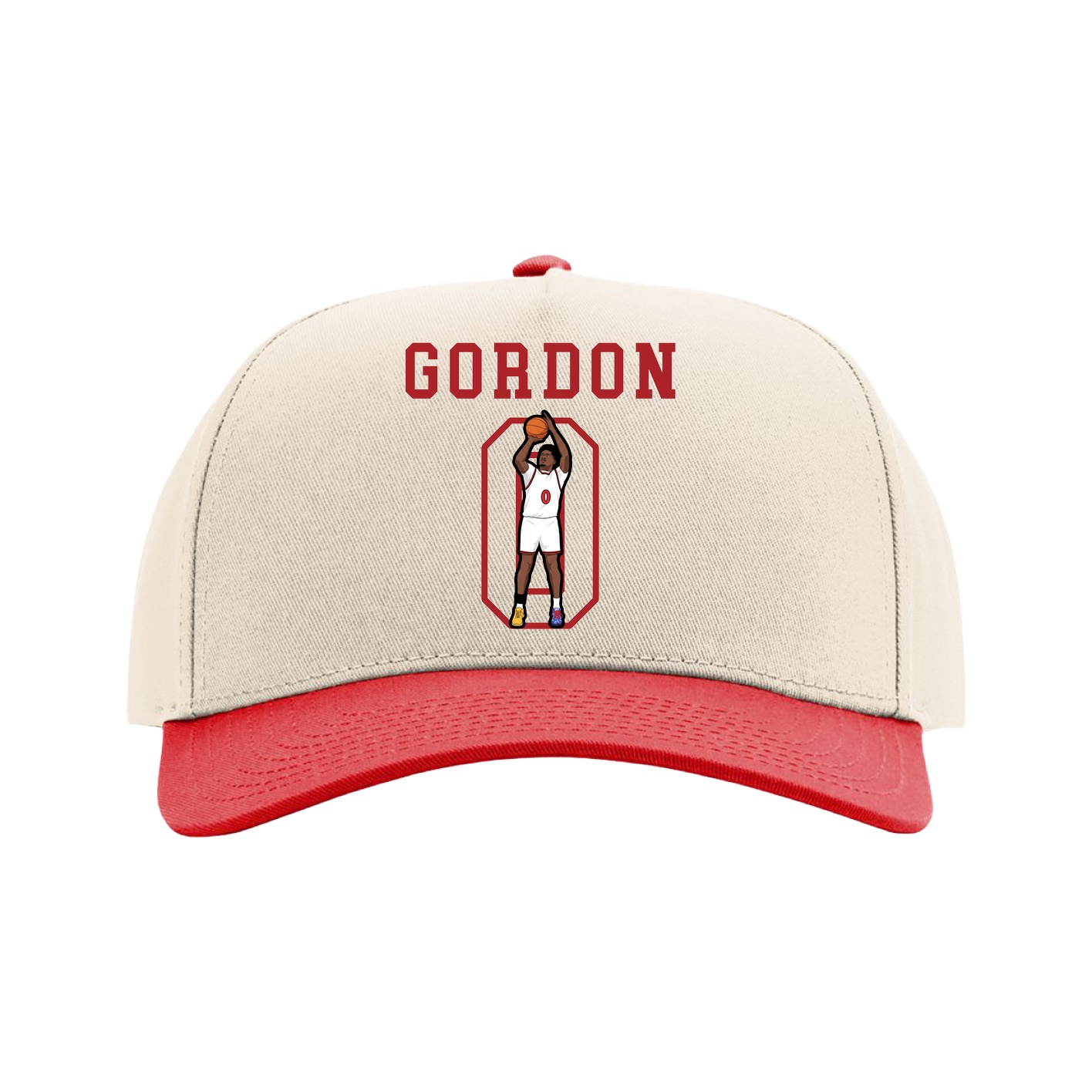 Full Fabric Five-Panel Champ Cap — Shirsey in Cream/Red