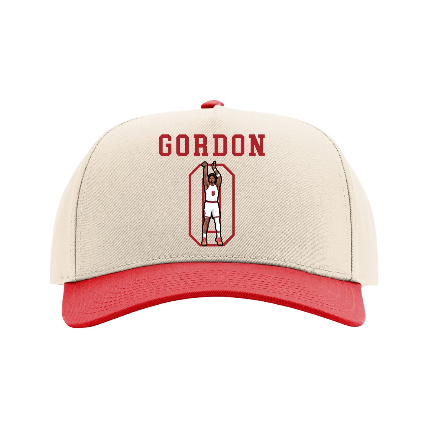 Full Fabric Five-Panel Champ Cap — Shirsey in Cream/Red
