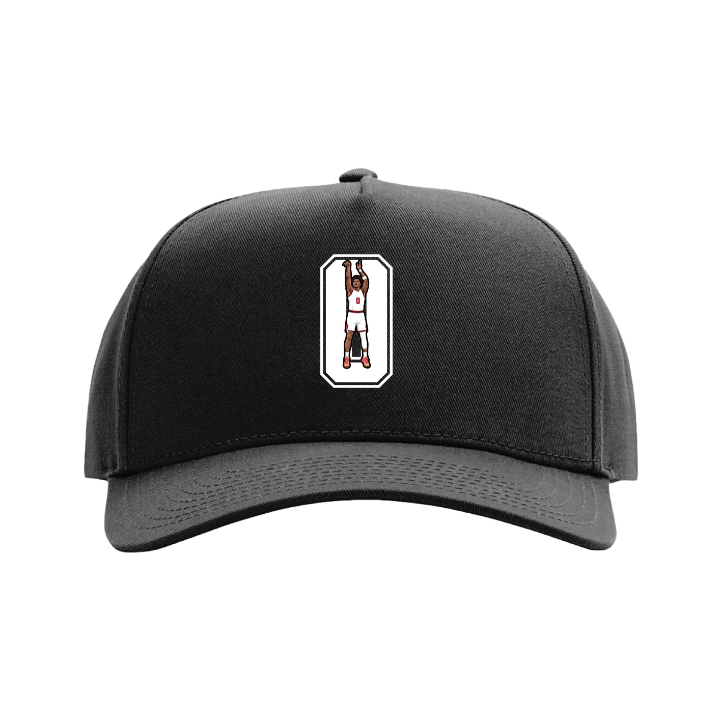 Full Fabric Five-Panel Champ Cap — Number in Black