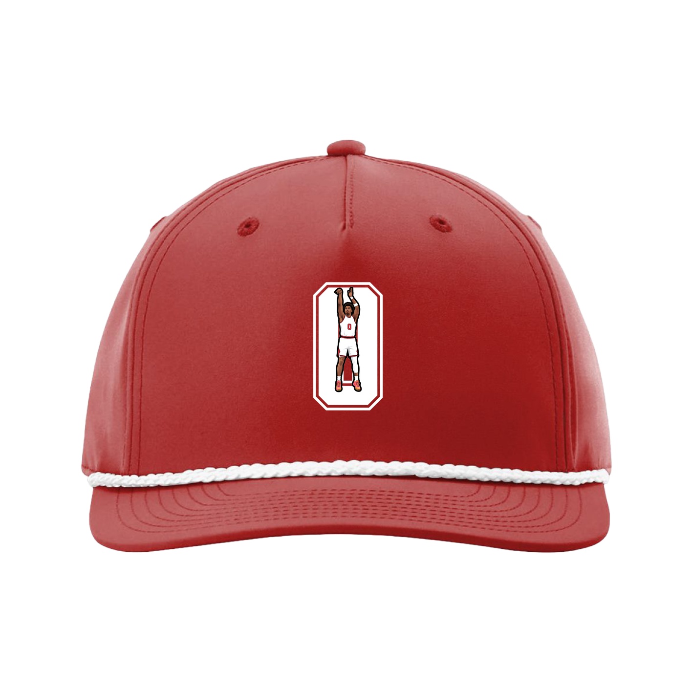 Five-Panel Classic Rope Cap — Number in Red