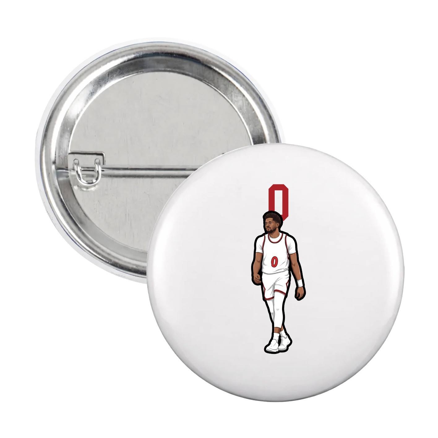 Game Day Button — Number Top in White