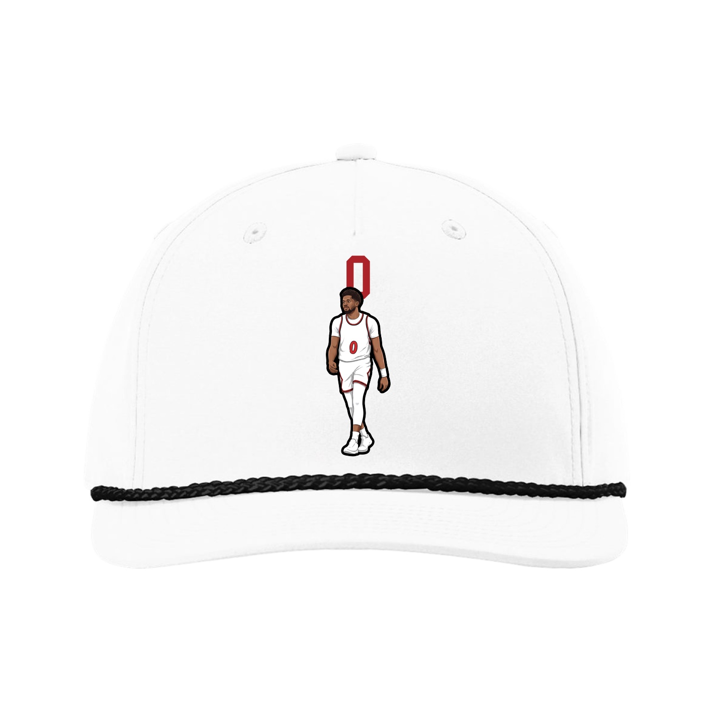 Five-Panel Classic Rope Cap — Number Top in White
