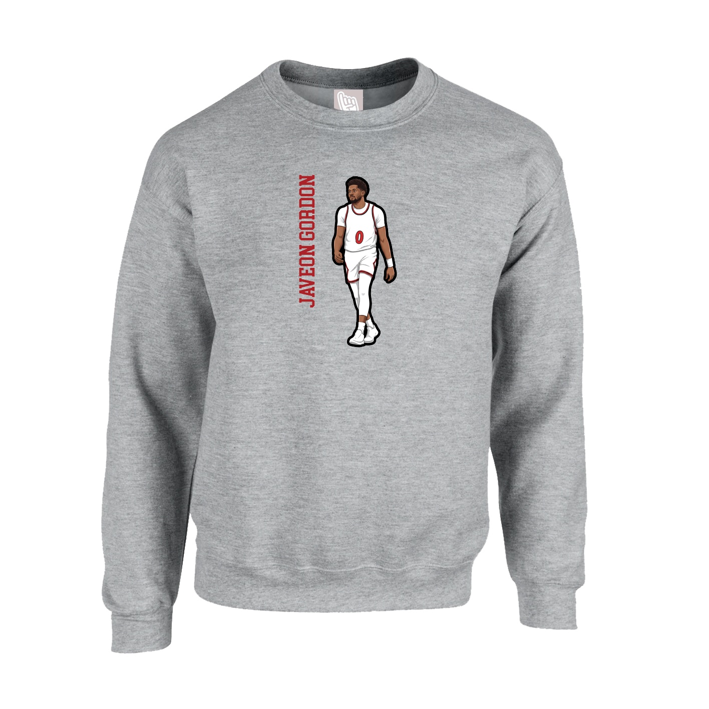 Fleece Crew — Name Vertical in Grey