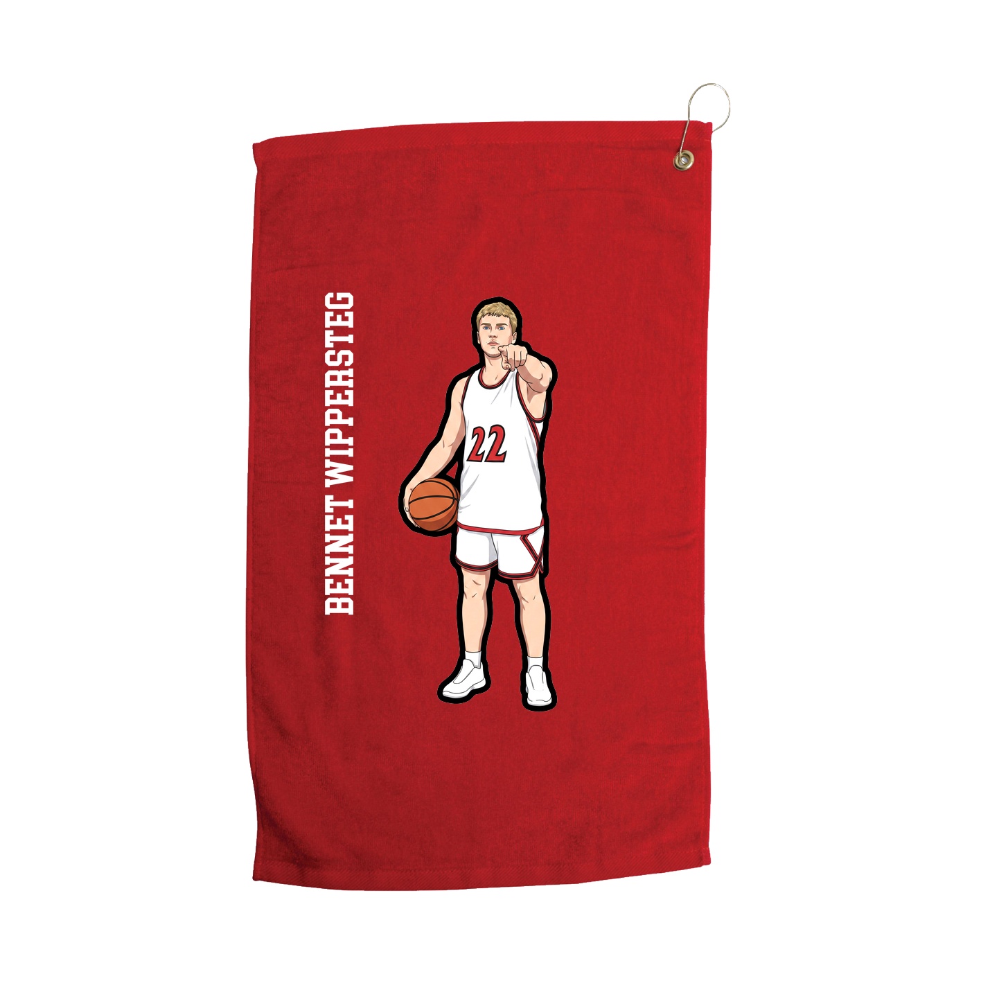 Golf Towel — Name Vertical in Red