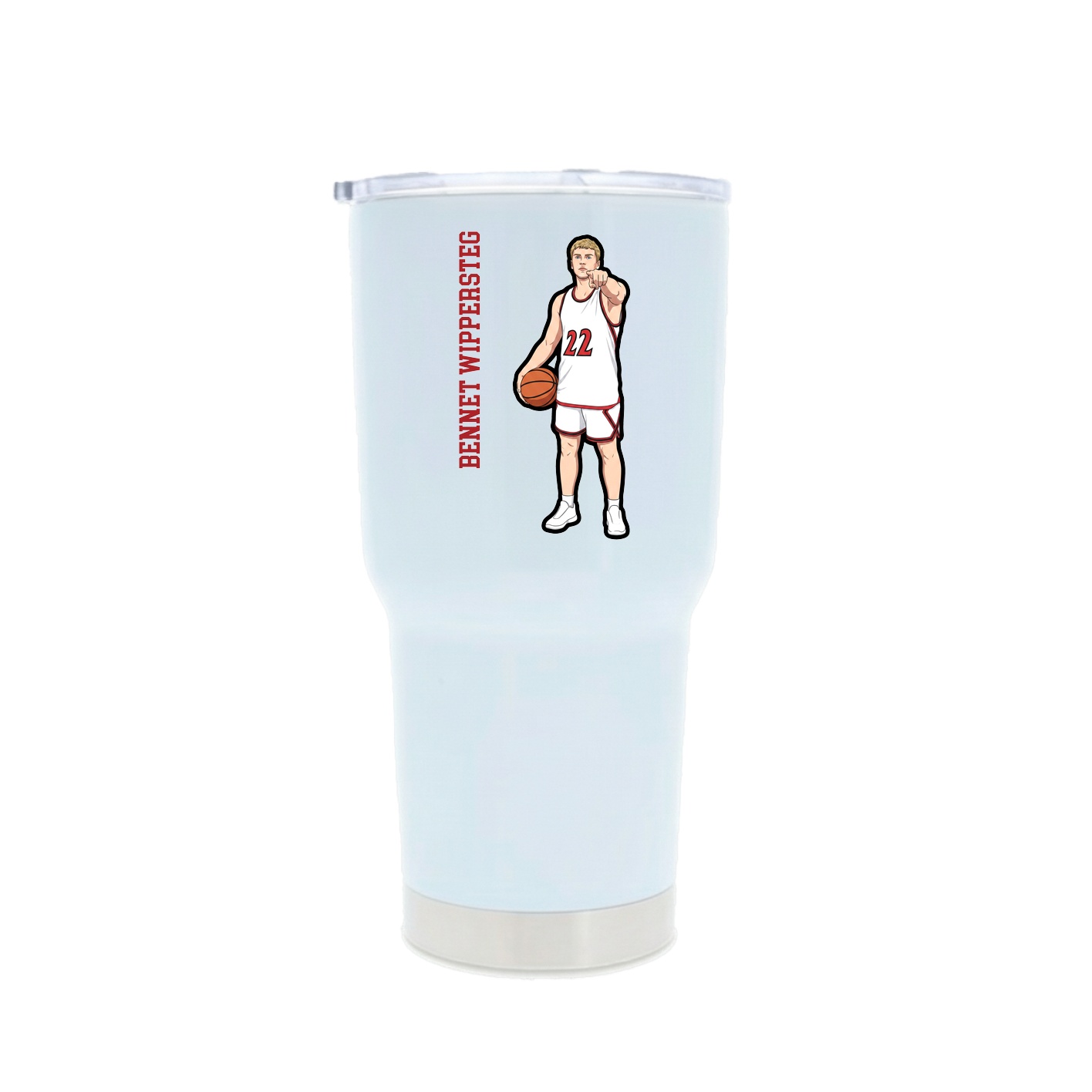 30oz Stainless Steel Tumbler — Name Vertical in White