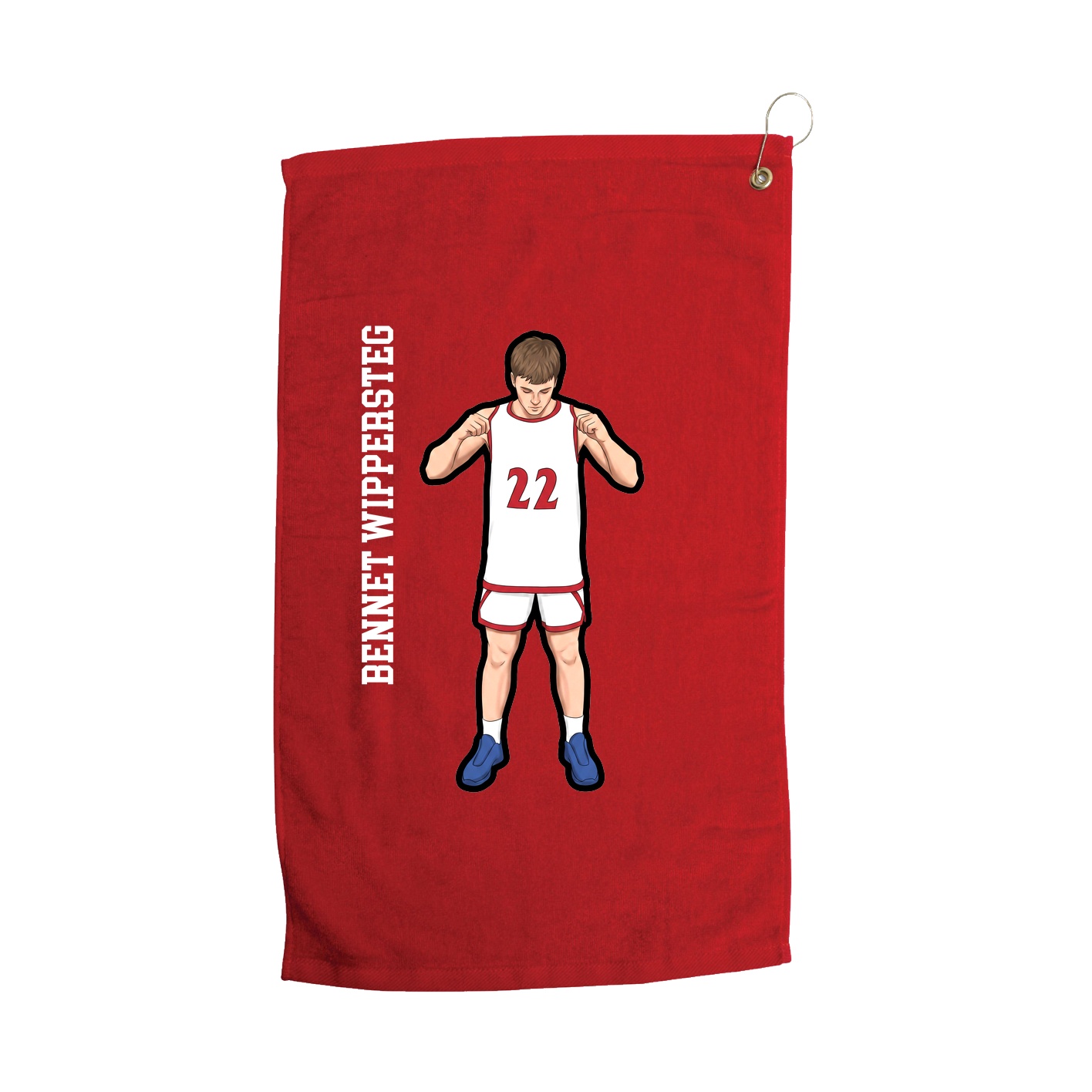 Golf Towel — Name Vertical in Red