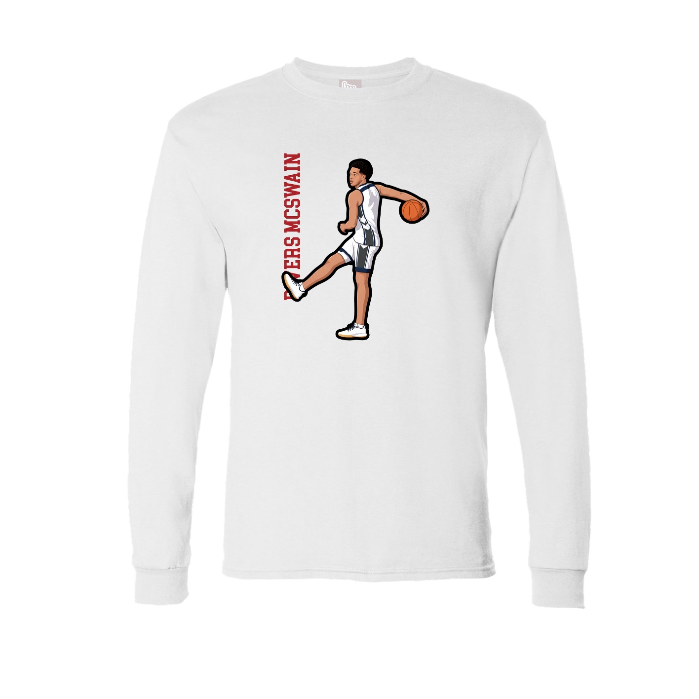 Long Sleeve Tee — Name Vertical in White