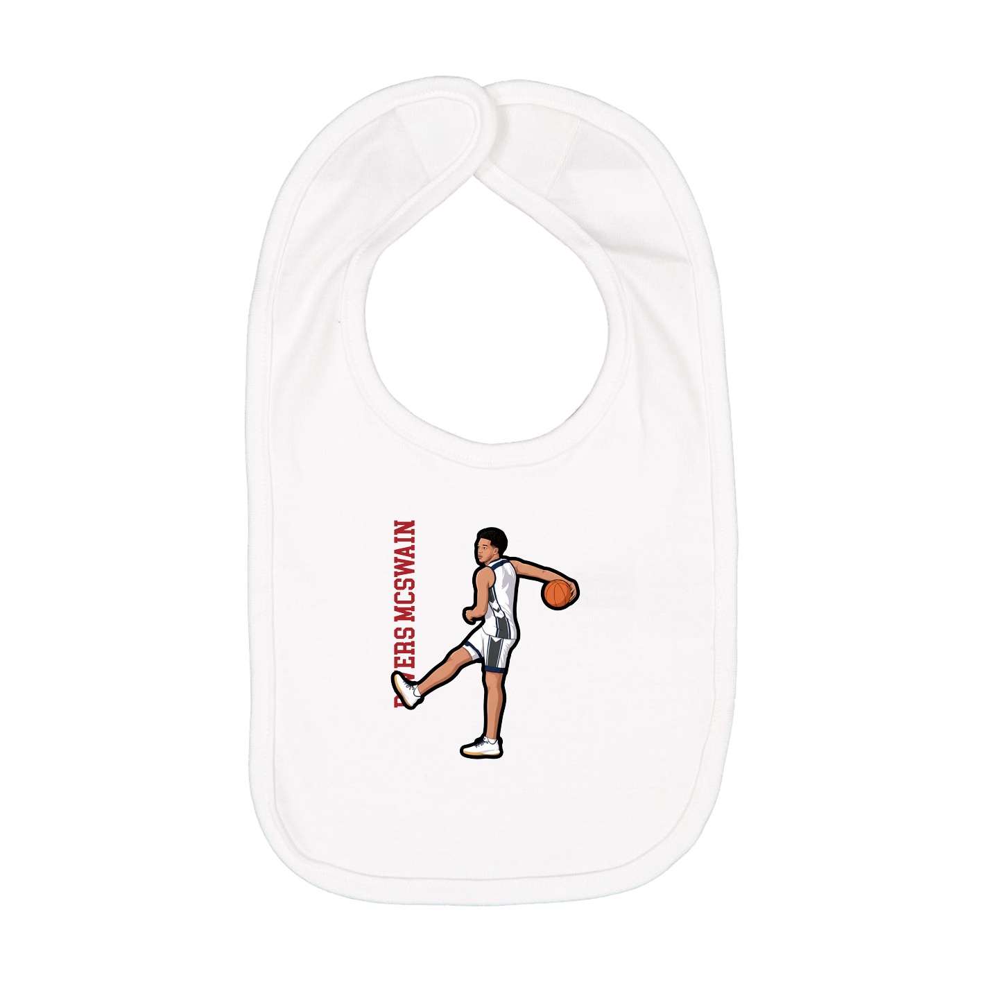 Infant Bib — Name Vertical in White