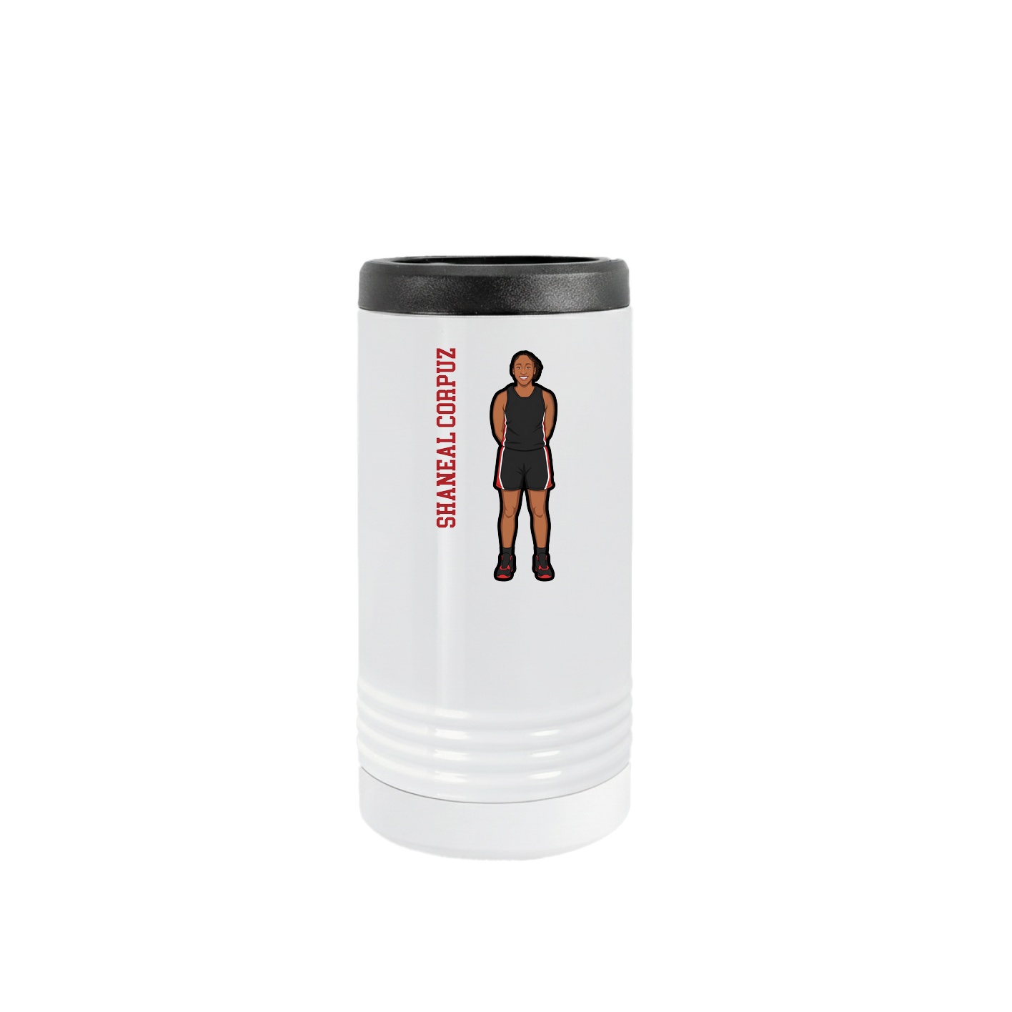 Slim Beverage Holder — Name Vertical in White
