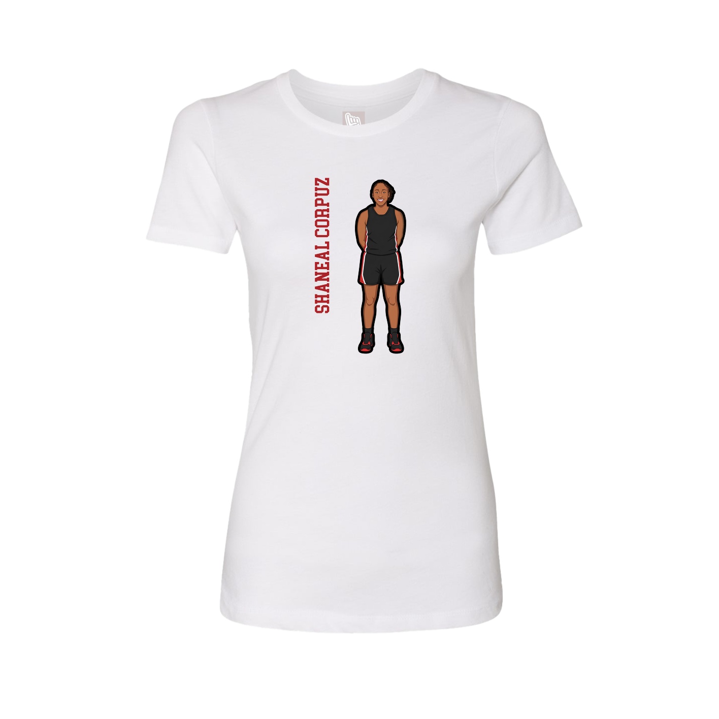 Womens Tee — Name Vertical in White