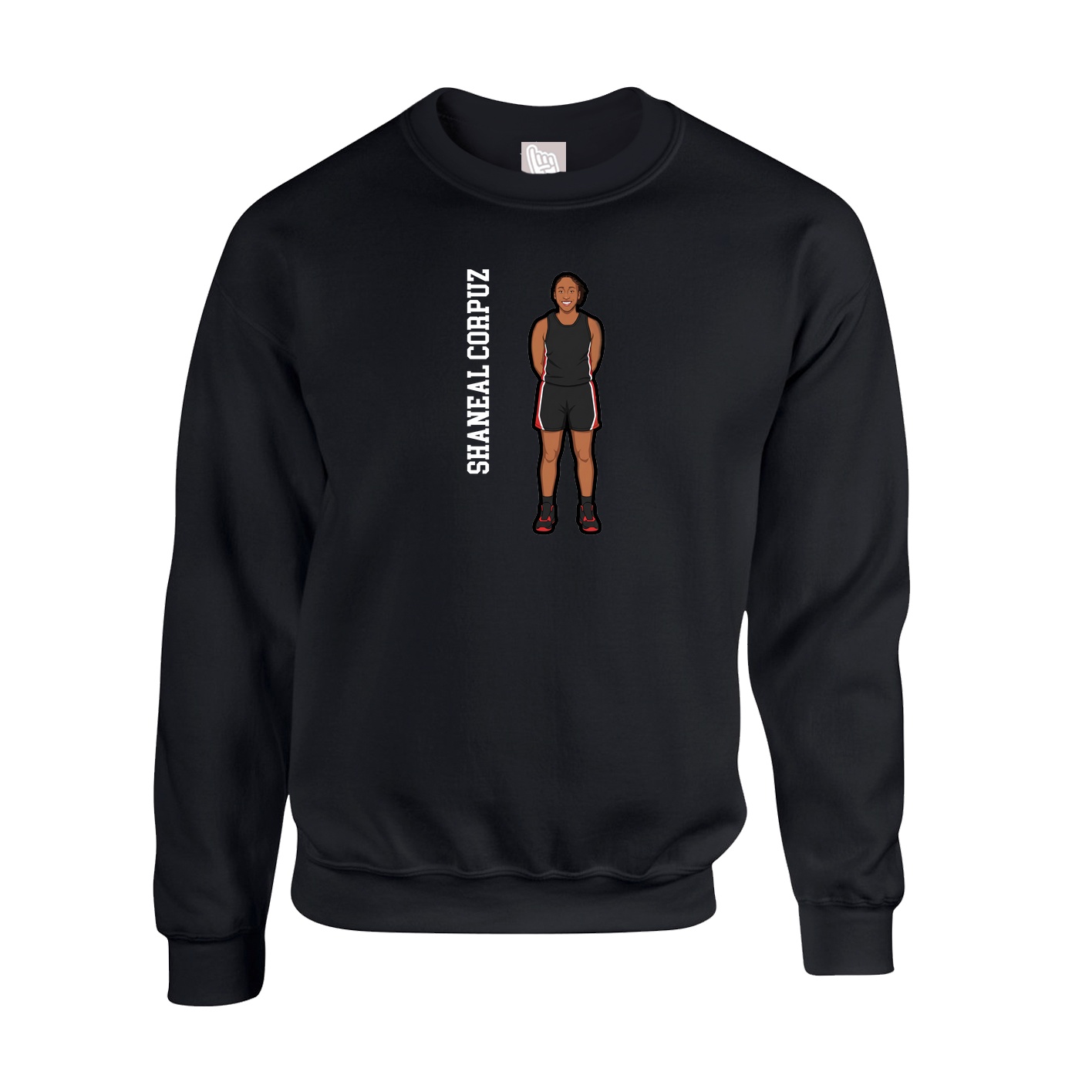 Fleece Crew — Name Vertical in Black