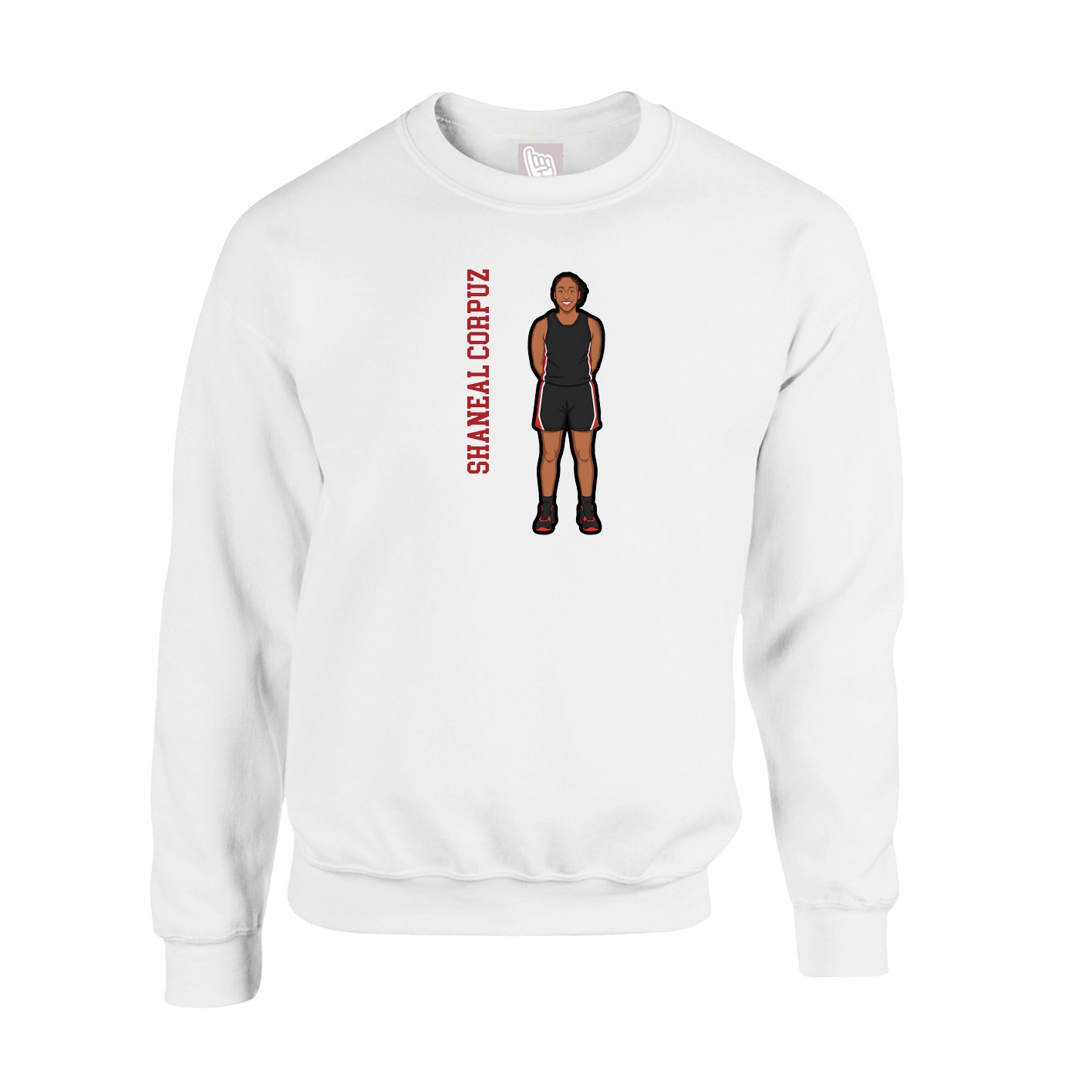 Fleece Crew — Name Vertical in White
