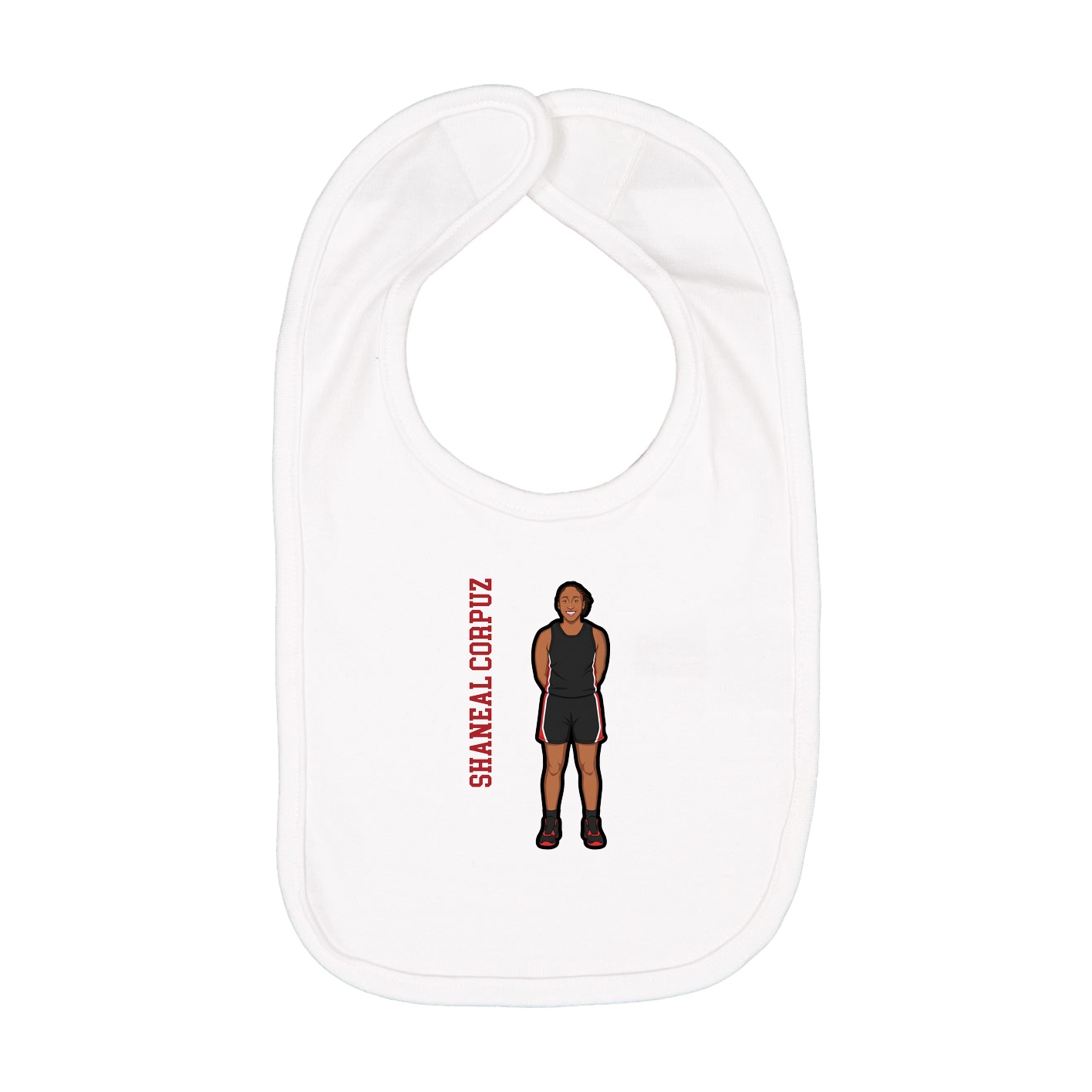 Infant Bib — Name Vertical in White