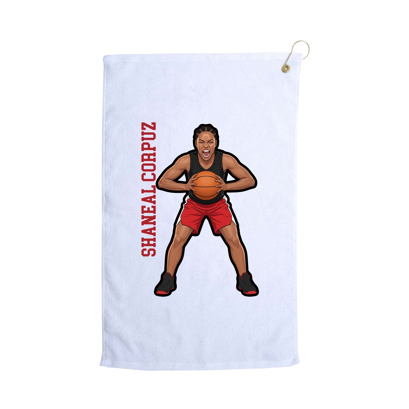 Golf Towel — Name Vertical in White