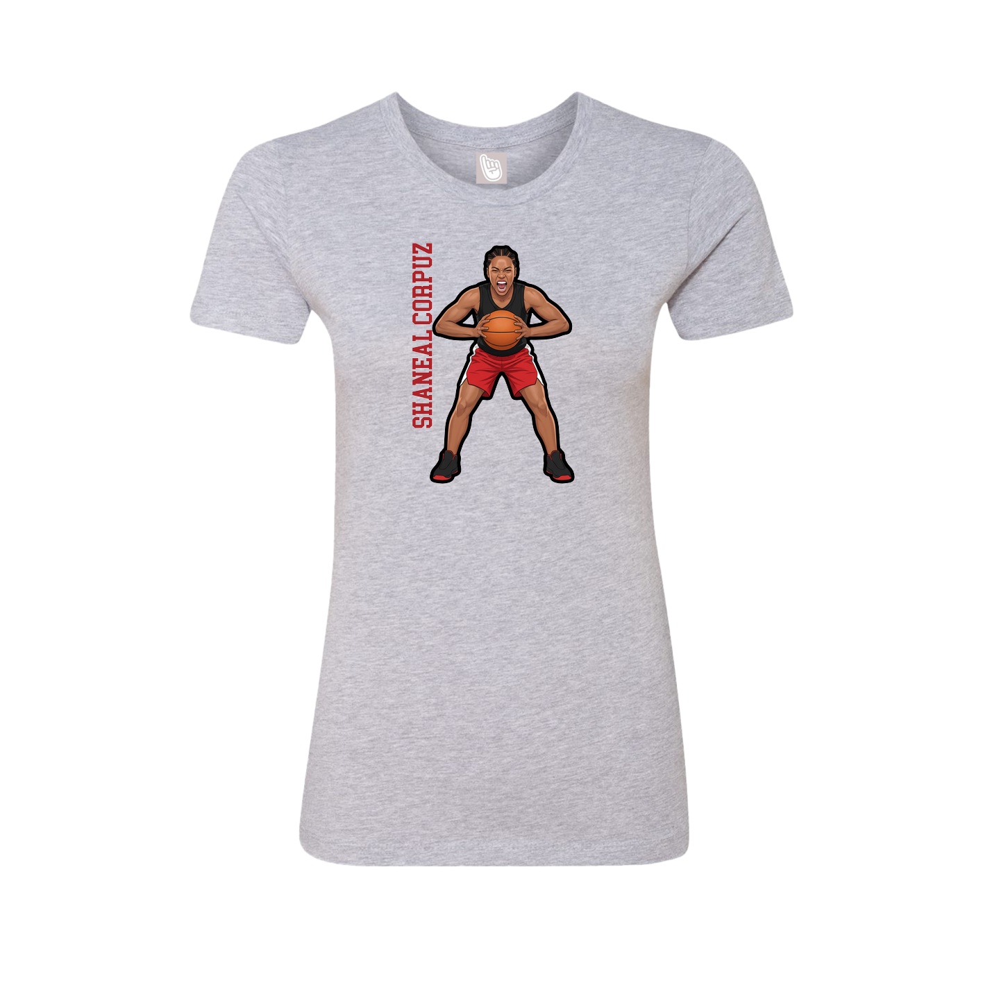 Fitted Women's Tee — Name Vertical in Grey