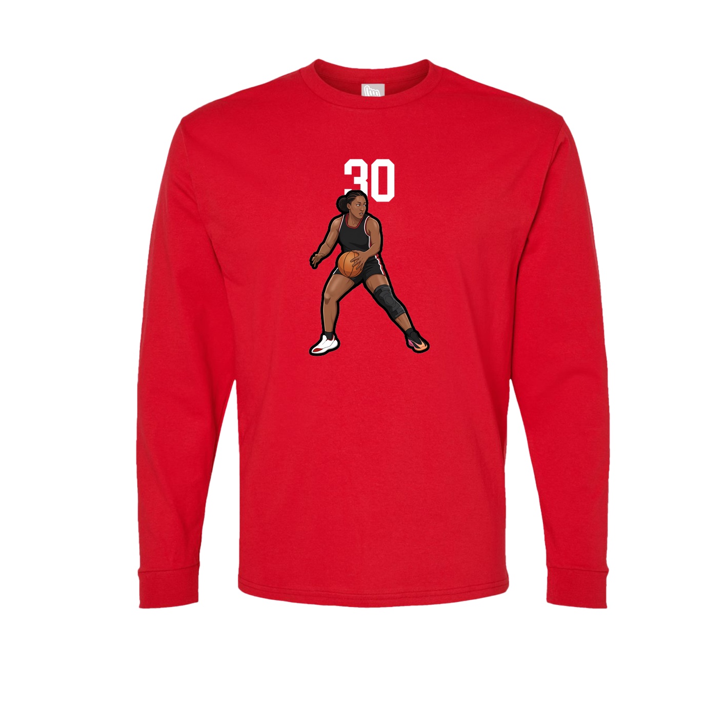 Long Sleeve Tee — Number Top in Red