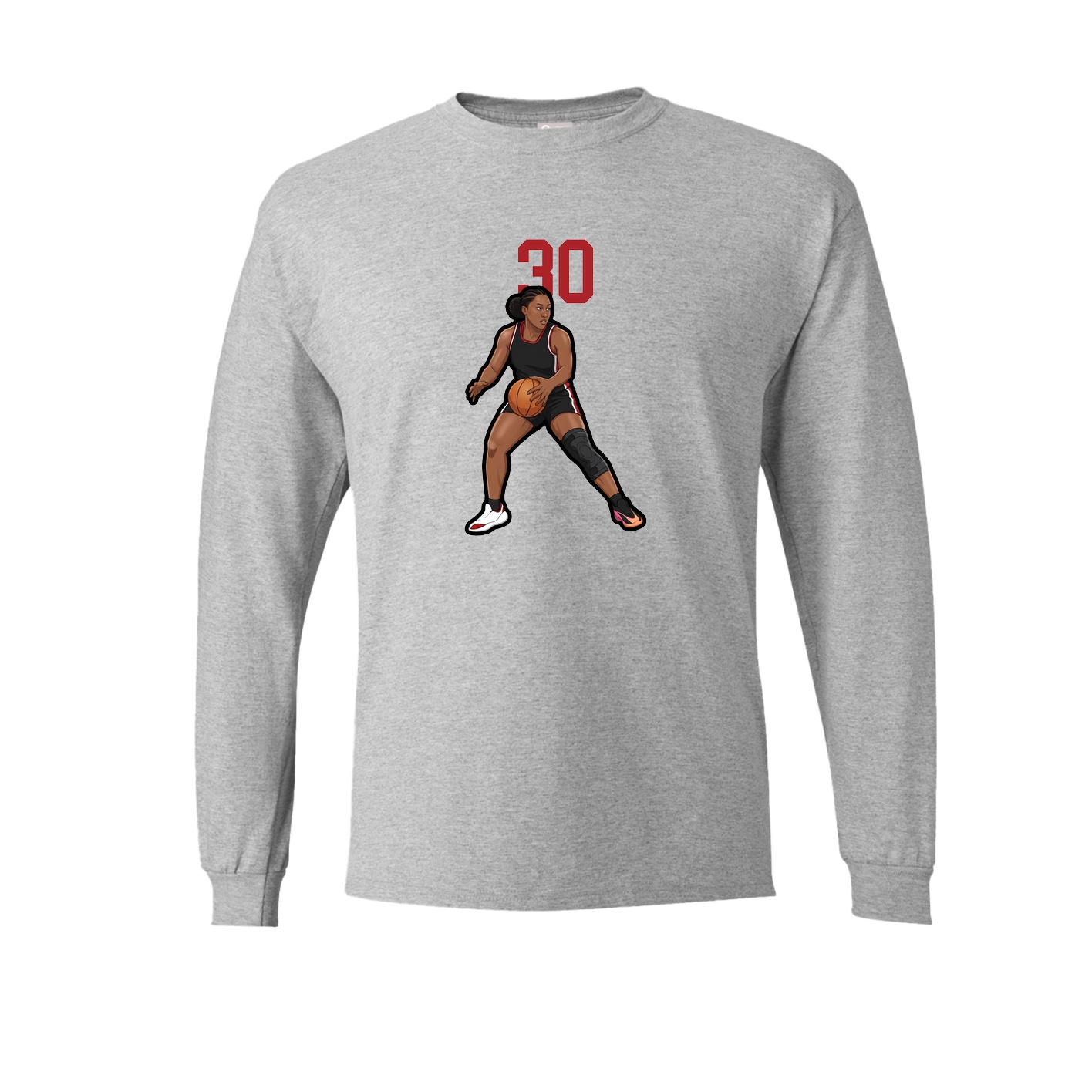 Long Sleeve Tee — Number Top in Grey