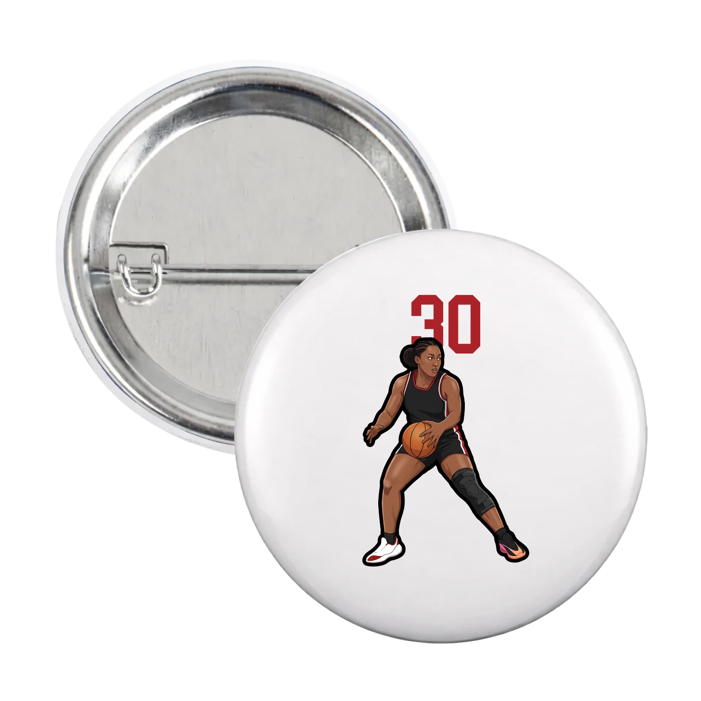 Game Day Button — Number Top in White