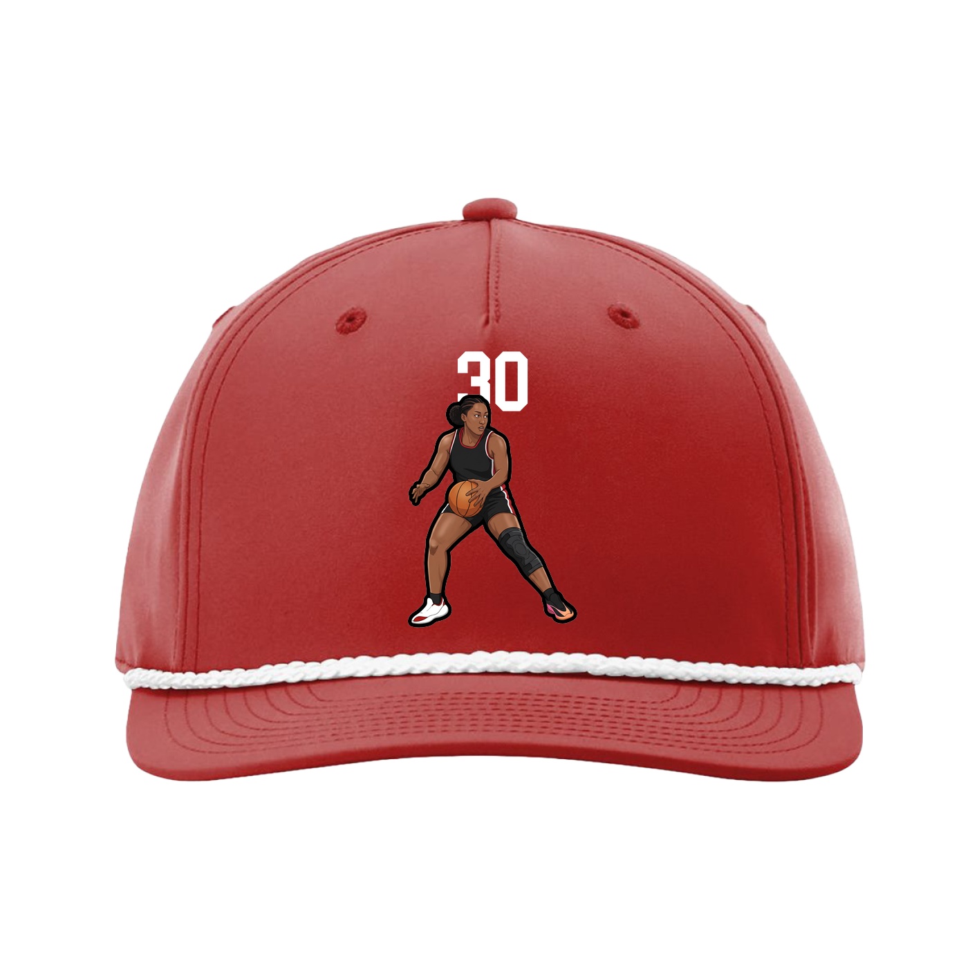 Five-Panel Classic Rope Cap — Number Top in Red