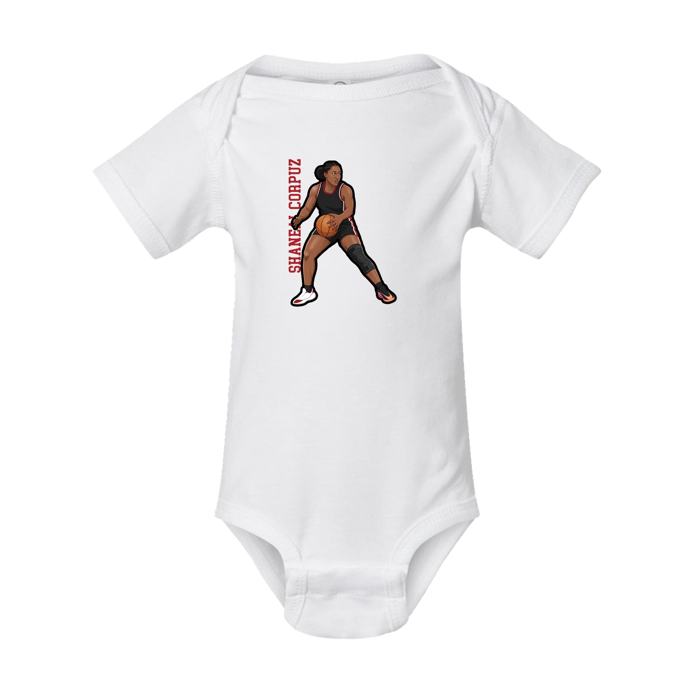 Baby Onesie — Name Vertical in White