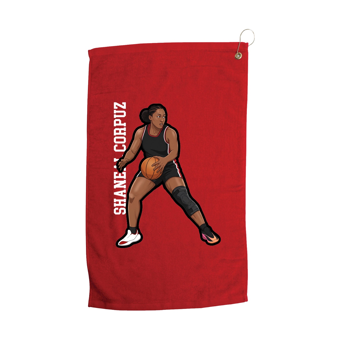 Golf Towel — Name Vertical in Red