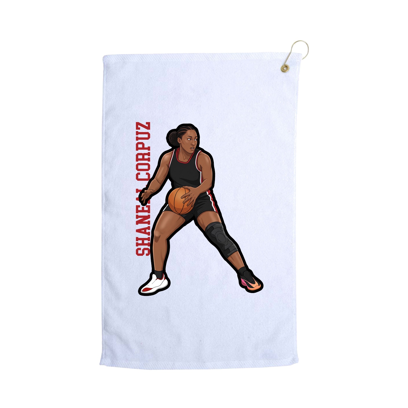 Golf Towel — Name Vertical in White