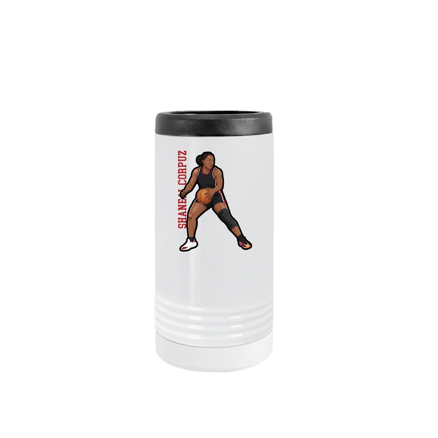 Slim Beverage Holder — Name Vertical in White