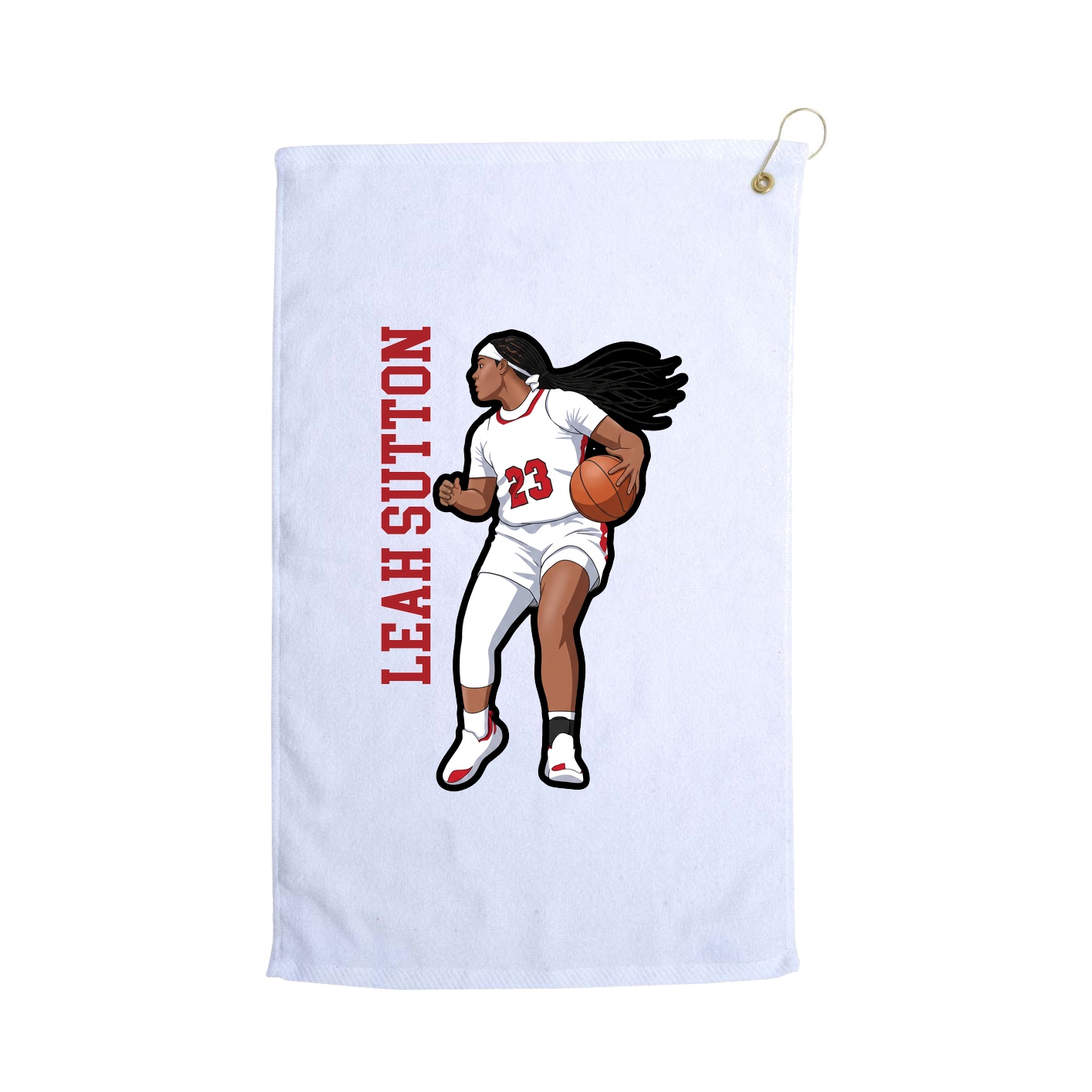 Golf Towel — Name Vertical in White
