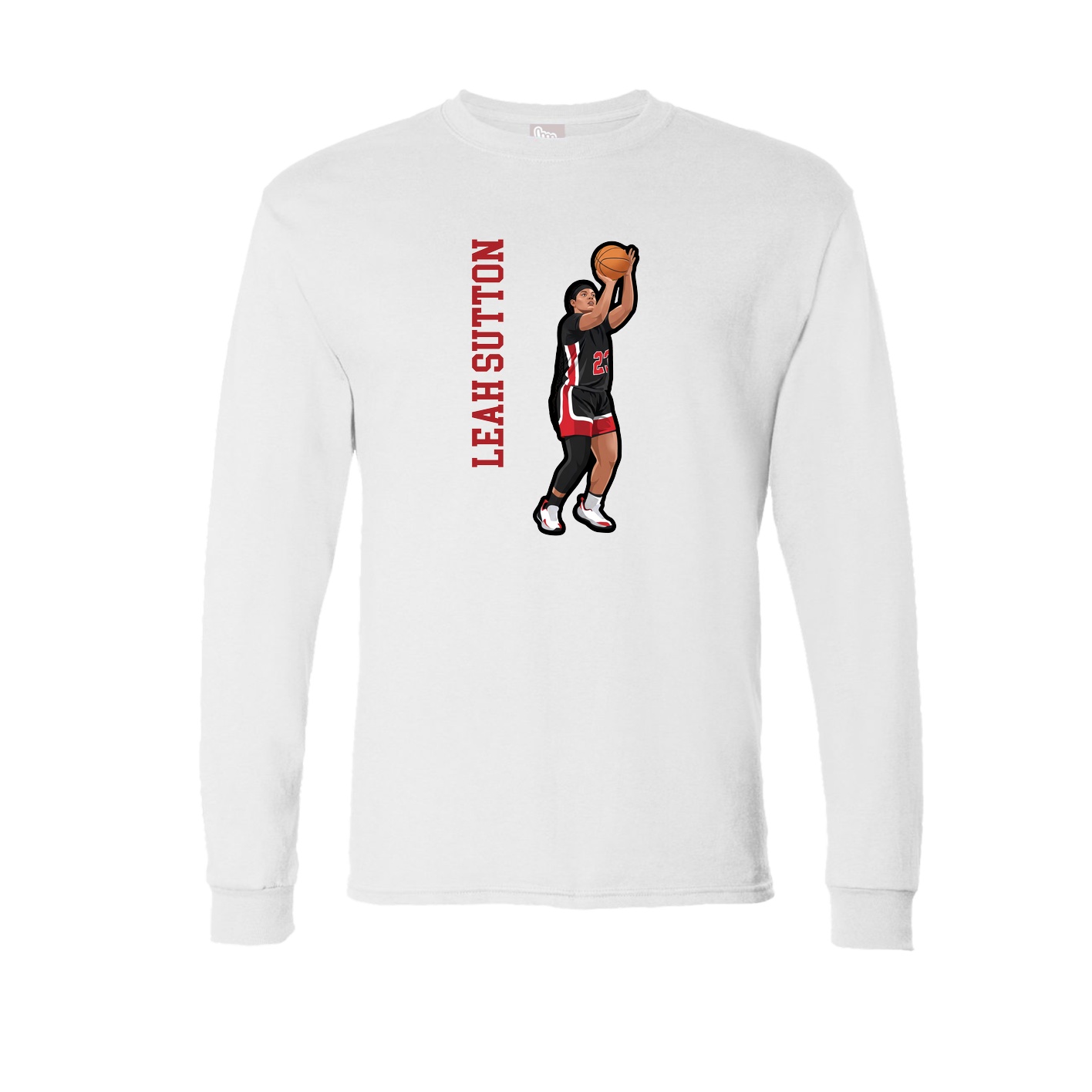 Long Sleeve Tee — Name Vertical in White