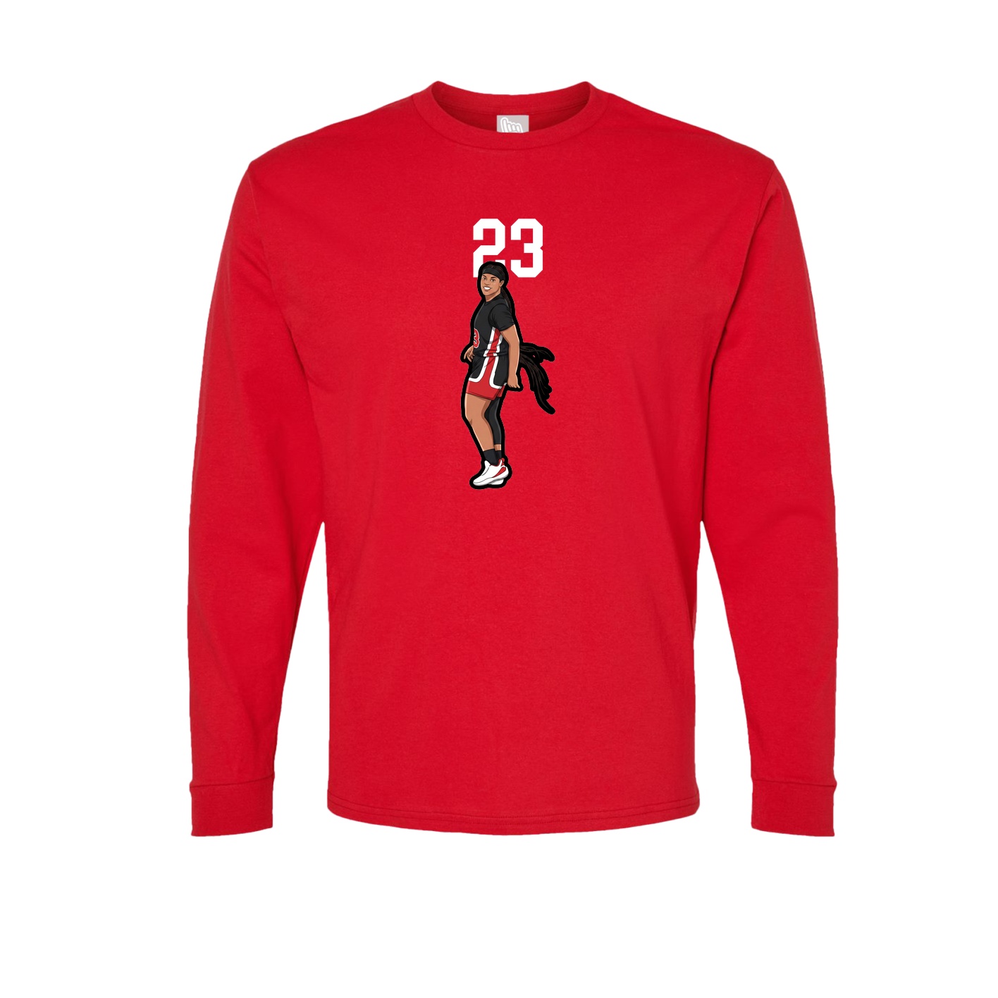 Long Sleeve Tee — Number Top in Red