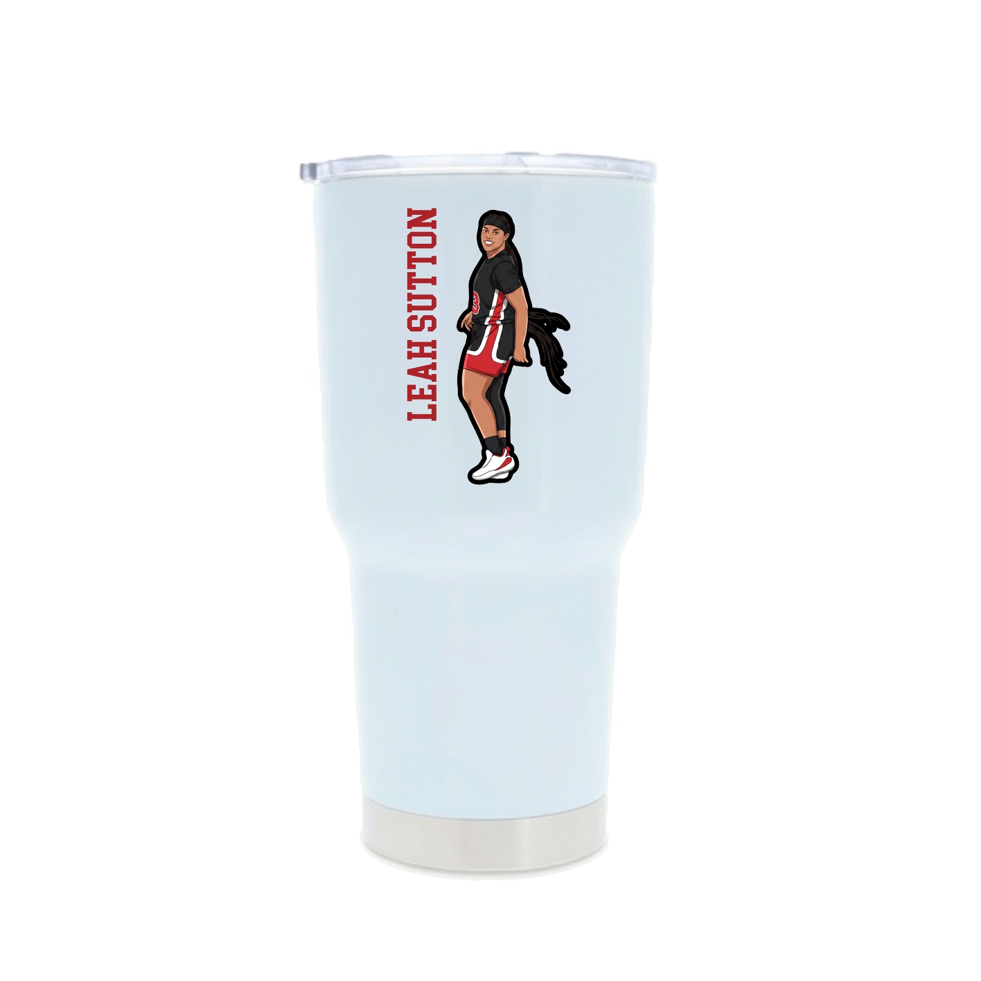 30oz Stainless Steel Tumbler — Name Vertical in White