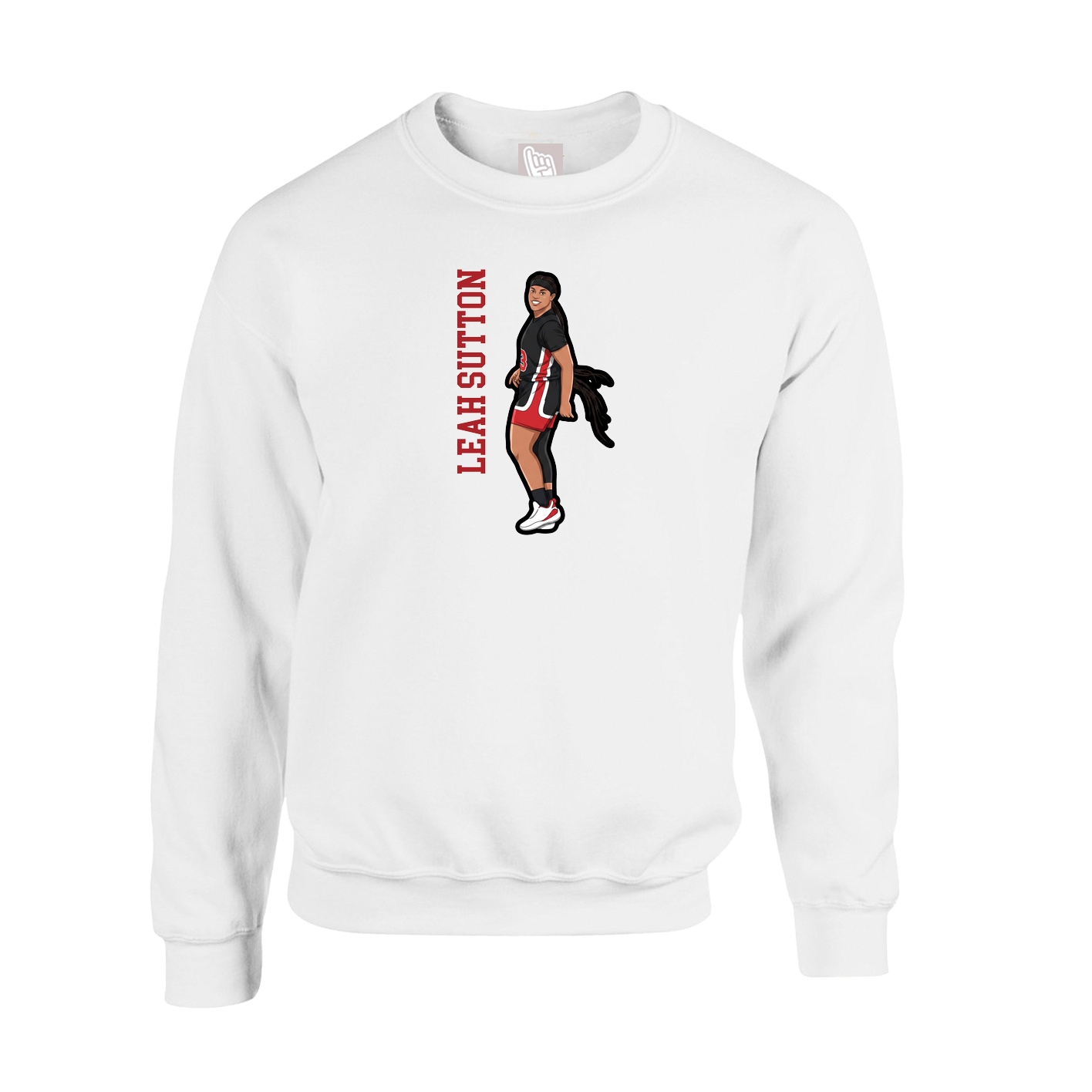 Fleece Crew — Name Vertical in White